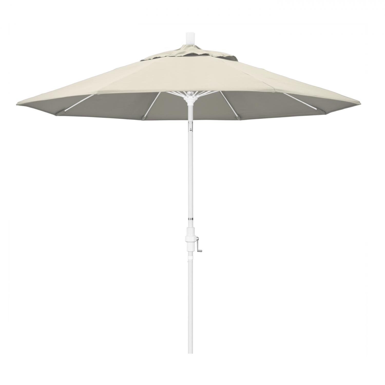 California Umbrella 9 Ft Octagonal Aluminum Collar Tilt Patio Umbrella W/ Crank Lift & Fiberglass Ribs - Matted White Frame / Olefin Antique Beige Canopy thumbnail