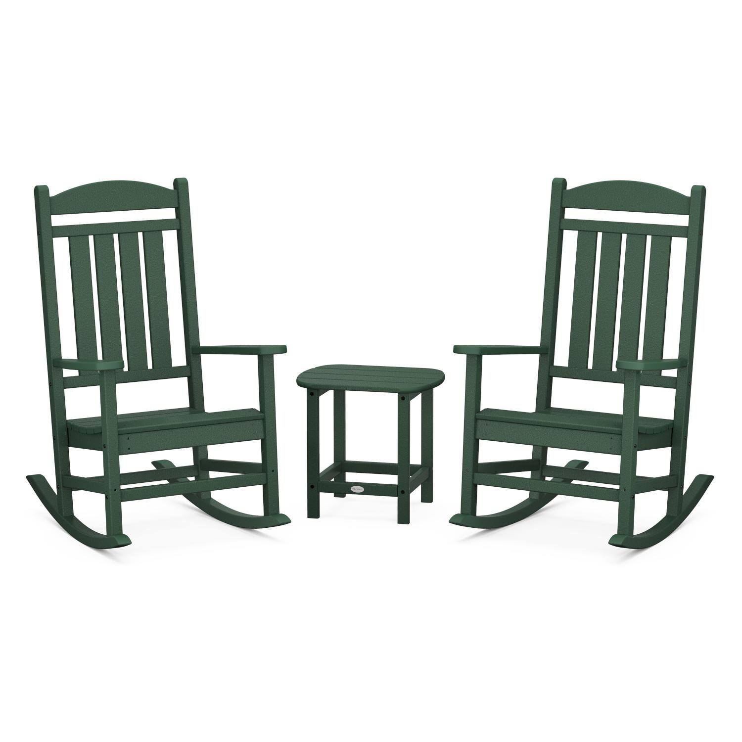 POLYWOOD Green Presidential Rocker 3-Piece Set w/ South Beach 18-Inch Side Table thumbnail
