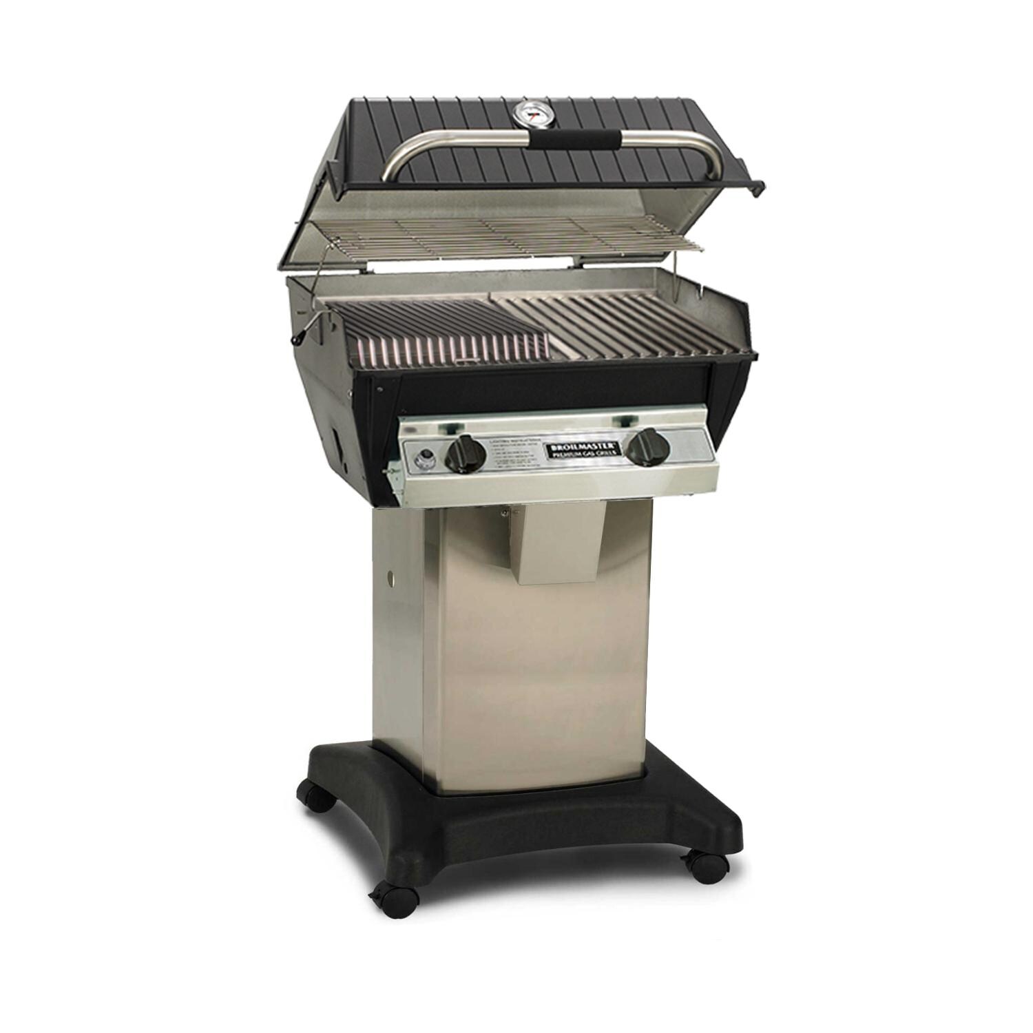 Broilmaster R3BN Infrared Combination Gas Grill On Stainless Steel Cart thumbnail