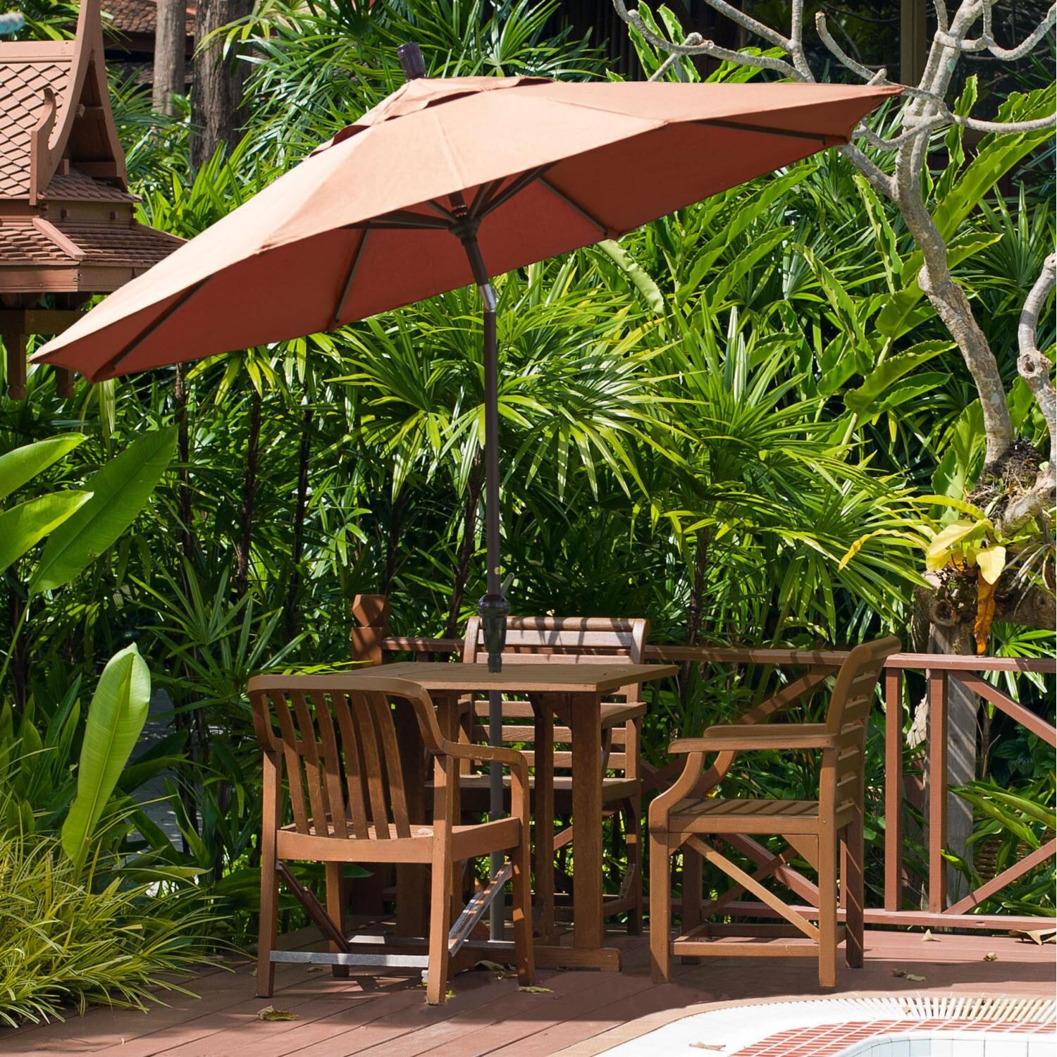 California Umbrella Sunset Series 9 Ft Octagonal Aluminum Auto Tilt Patio Umbrella W/ Crank Lift - On the Patio thumbnail