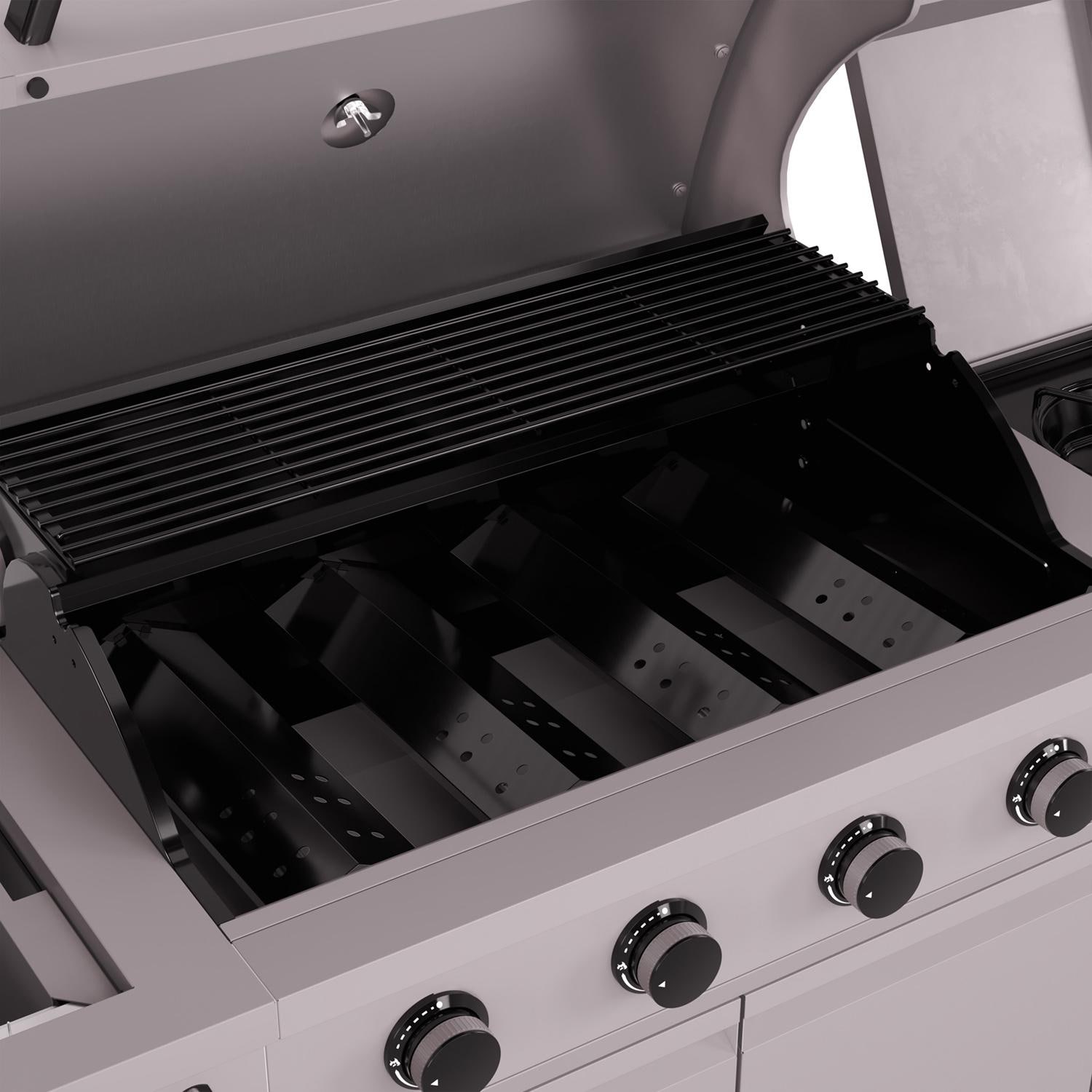 TYTUS TDT-021-0104 Fresno Series Gunmetal Gray & Ash Stacked Stone Propane Grill Island - Flame Tamers - Detail thumbnail