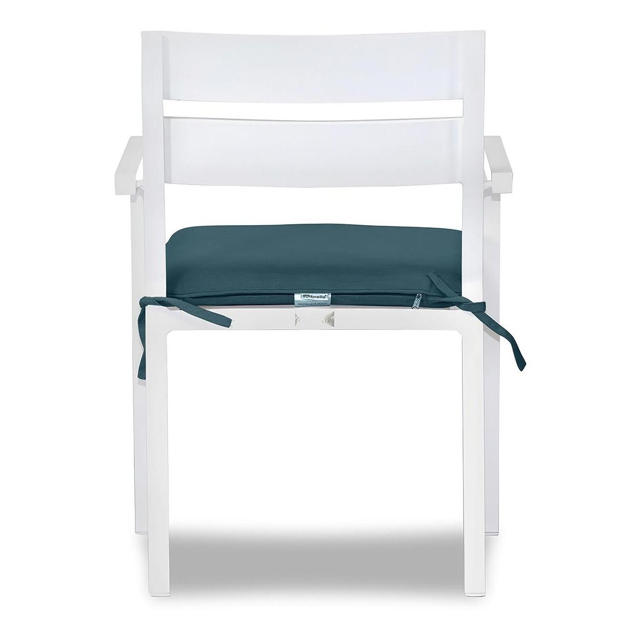 Calm Bay Aluminum Dining Arm Chair in White/Cast Lagoon by Lakeview Outdoor Designs - Back - White Background thumbnail