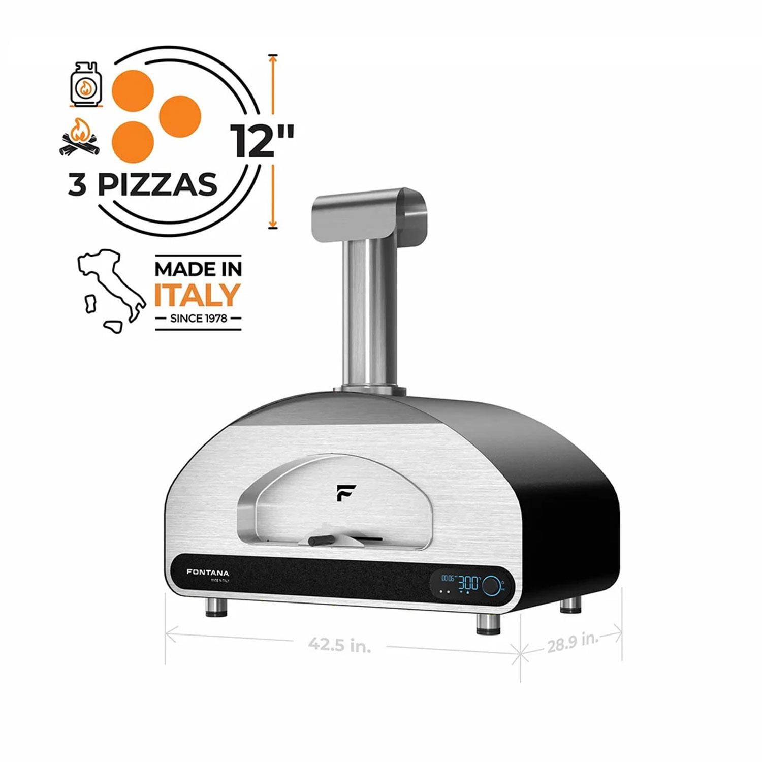 Fontana Forni Volta 90 Hybrid Outdoor Smart Oven - Black
