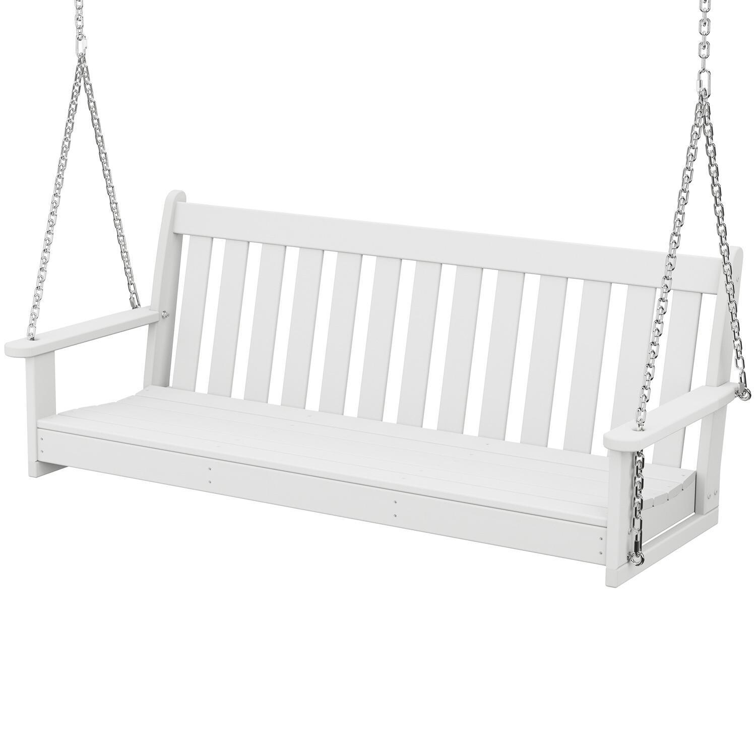 POLYWOOD Vineyard 60-Inch Porch Swing - White - Front View thumbnail