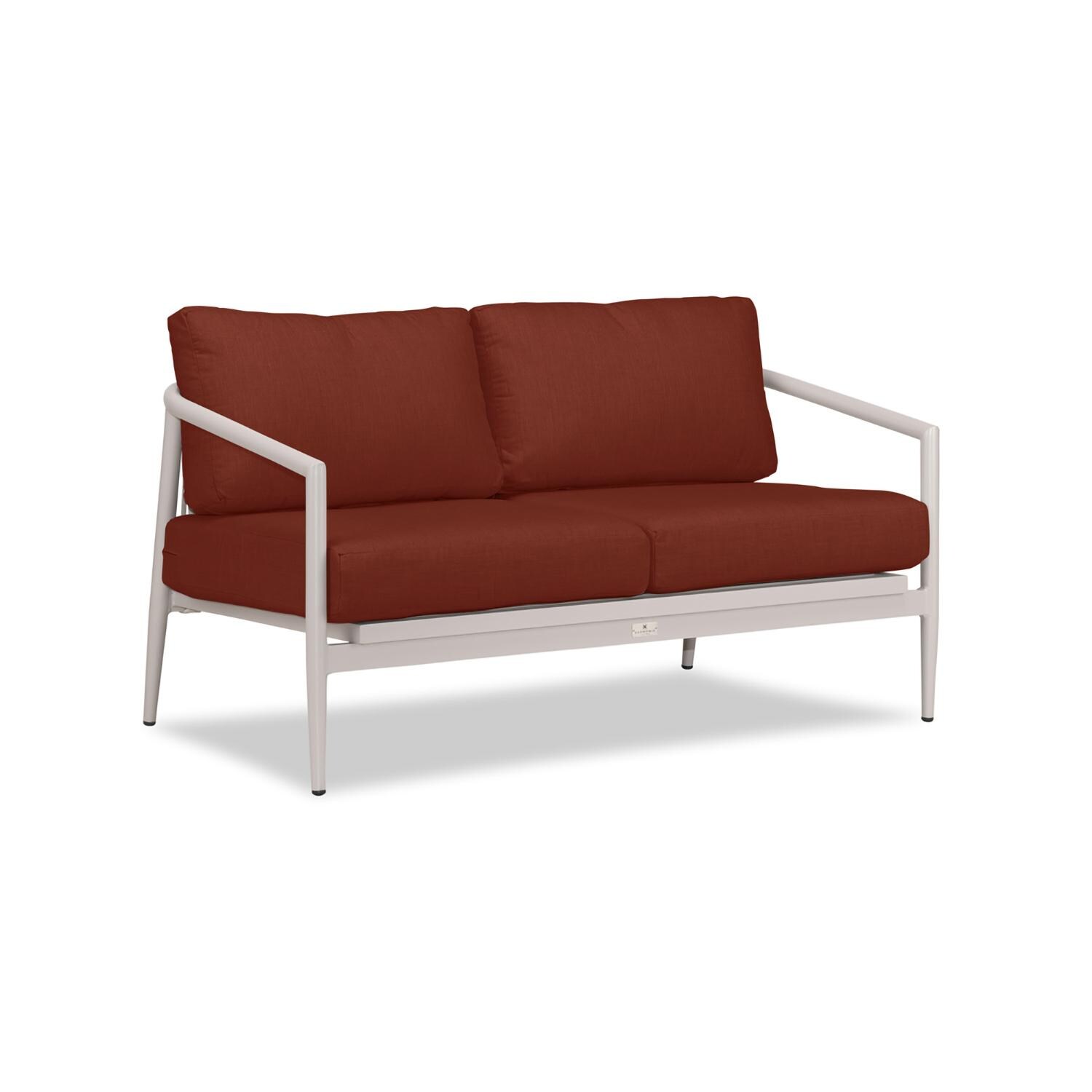 Lakeview Midnight Cove 2 Person Aluminum Loveseat in Urban Stone/Carrera/Canvas Henna - Angled - White Background thumbnail