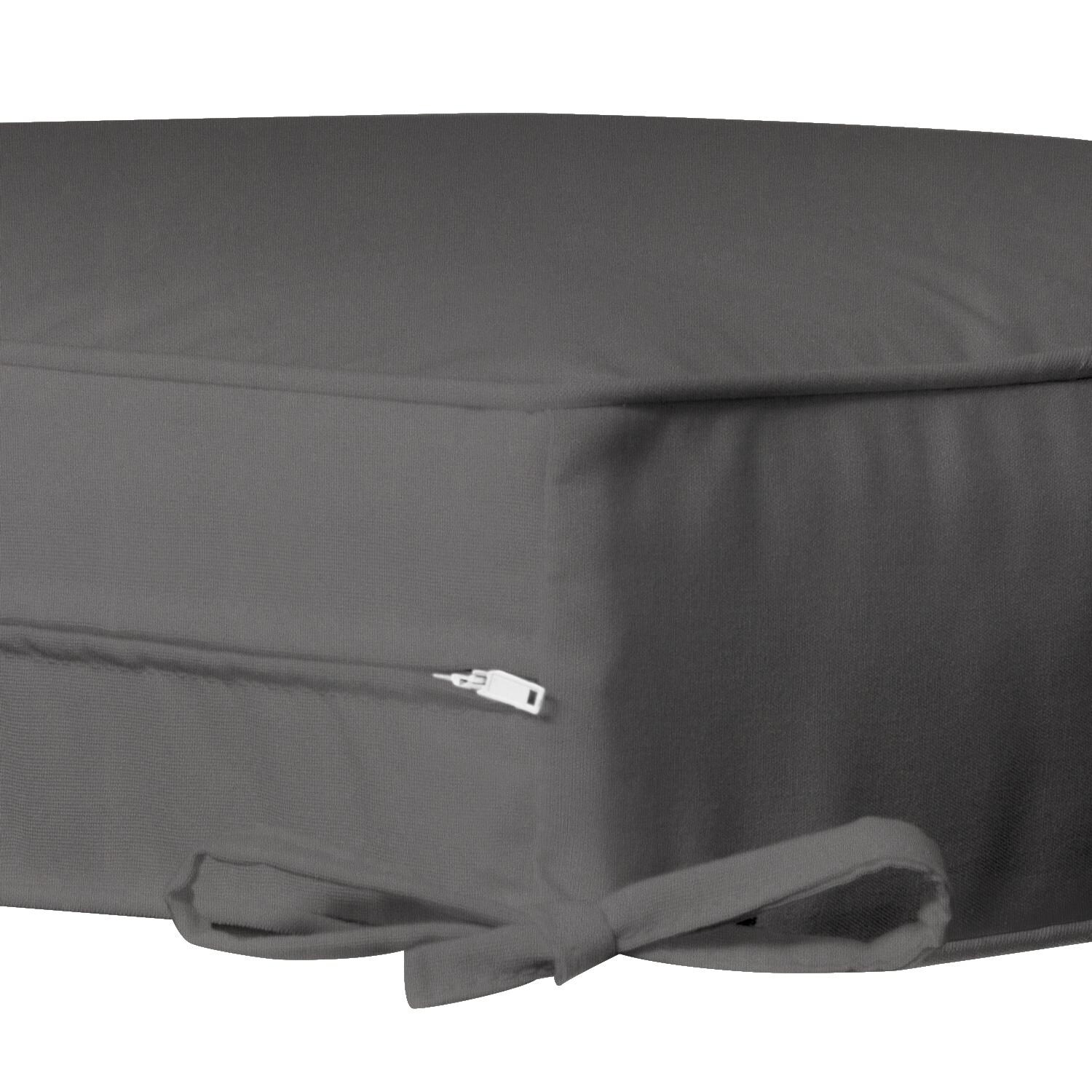 Sunbrella Canvas Charcoal Large Outdoor Replacement Ottoman Cushion W/ Piping By UltimatePatio.com - Zipper and Tie Detail thumbnail