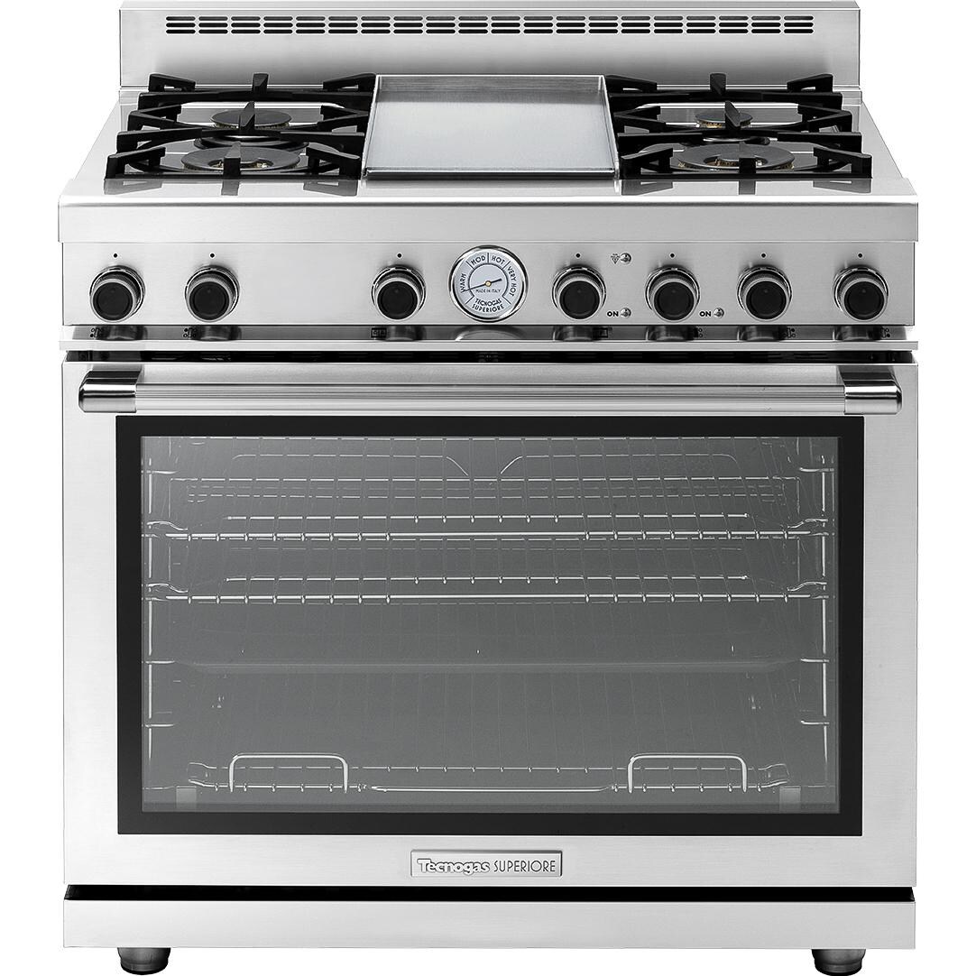 Tecnogas RN362GPS-S 36-Inch NEXT Panorama Natural Gas Range With 4 Burners & Griddle - Stainless Steel thumbnail