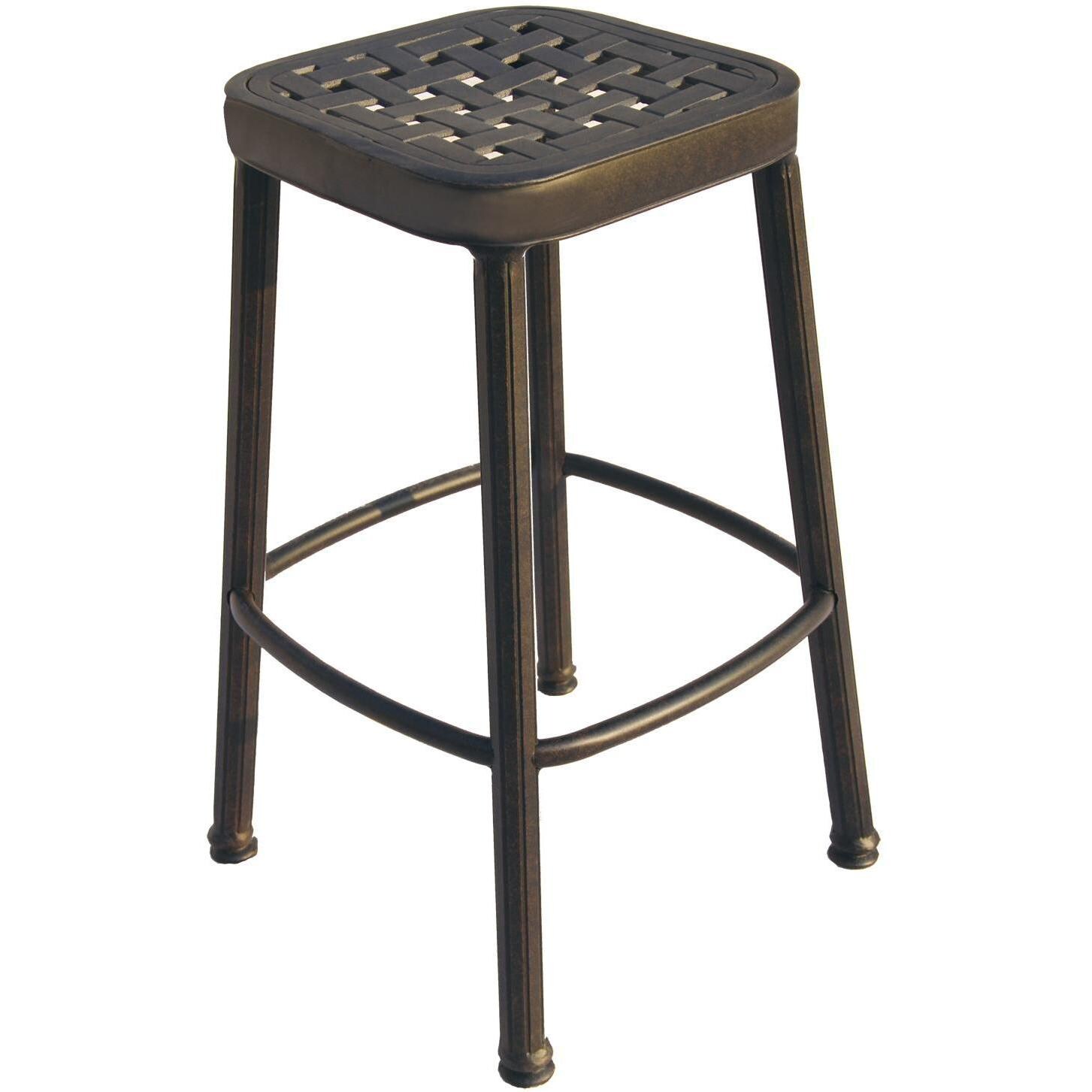 Darlee Cast Aluminum Outdoor Patio Round Square Bar Stool - Antique Bronze thumbnail