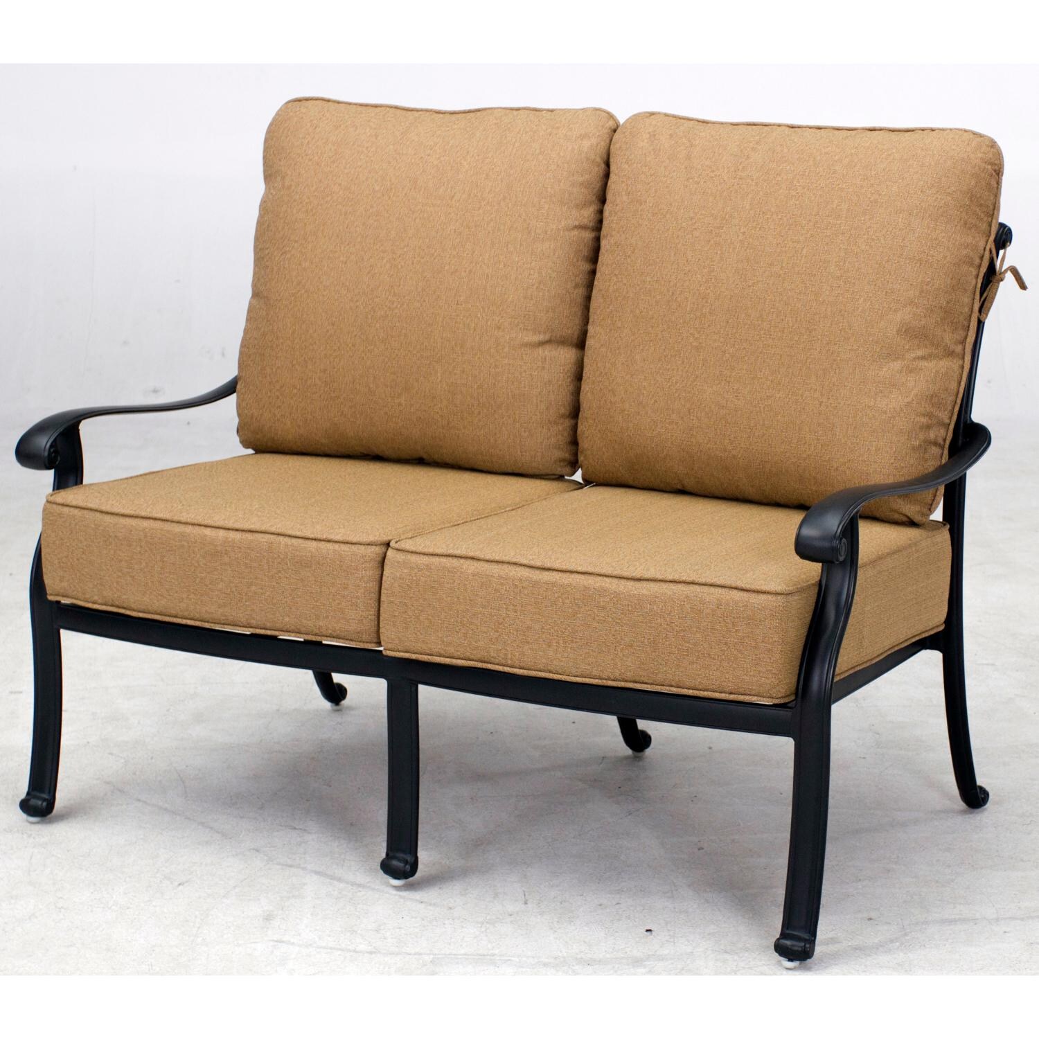 Darlee 201668-6PC-88AB Capri Cast Aluminum Loveseat W/ Sesame Polyester Cushions thumbnail