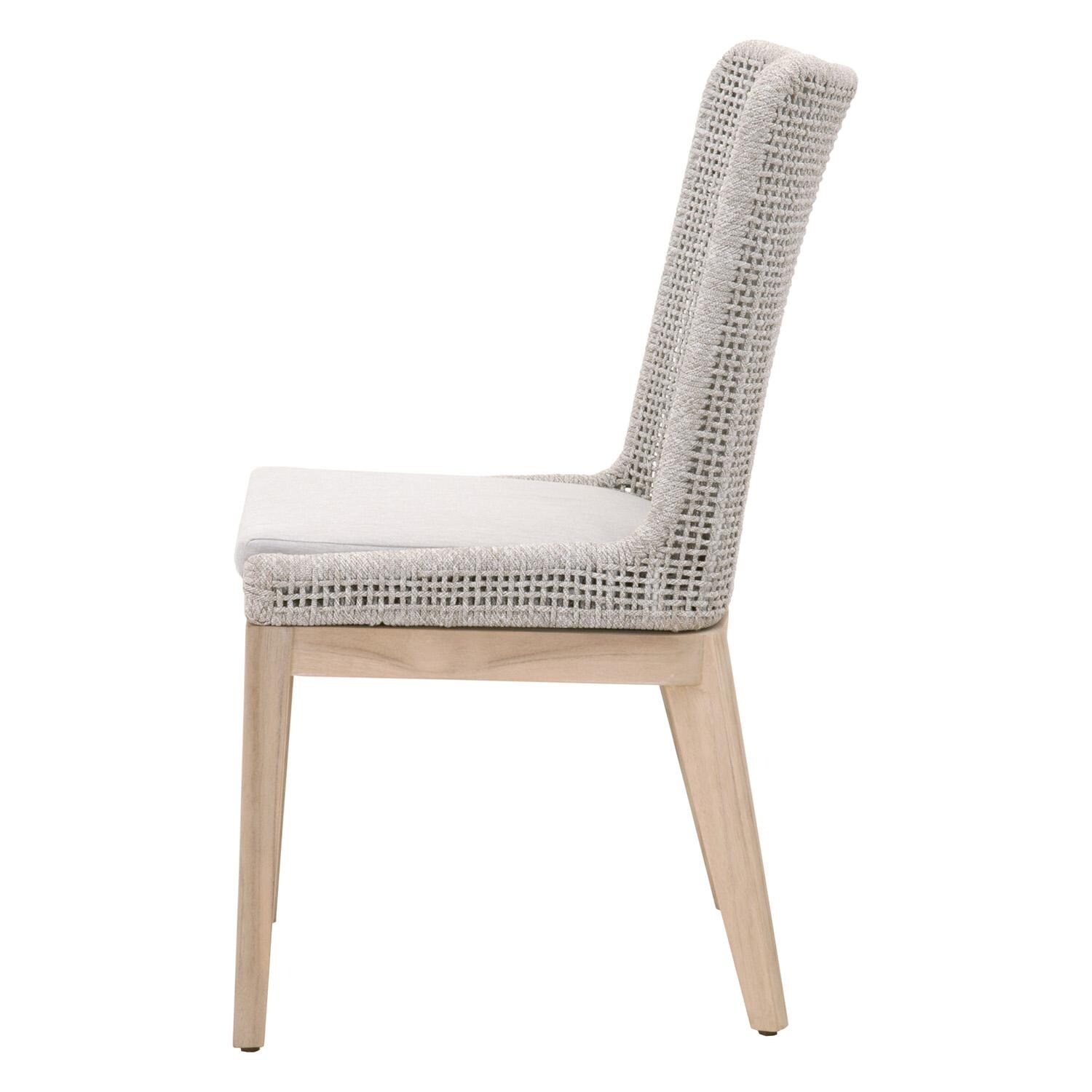 Lakeview Corbin Bay 2 Pc Woven Rope Dining Side Chair in Taupe & White - Side View thumbnail