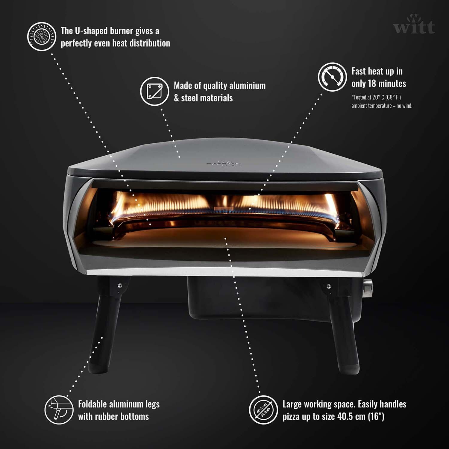 Witt 80650061 Etna Fermo Propane Pizza Oven - Matte Stone - Shown in Graphite - Detail thumbnail