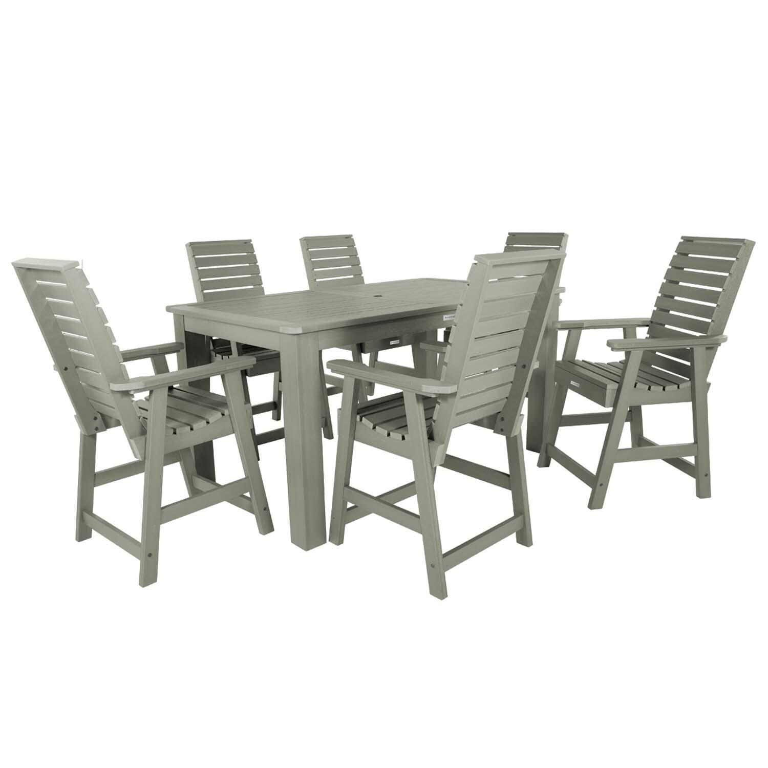 Elm Pointe 7 Pc Rectangular Counter Height Dining Set in Eucalyptus By Lakeview Outdoor Designs - White Background thumbnail