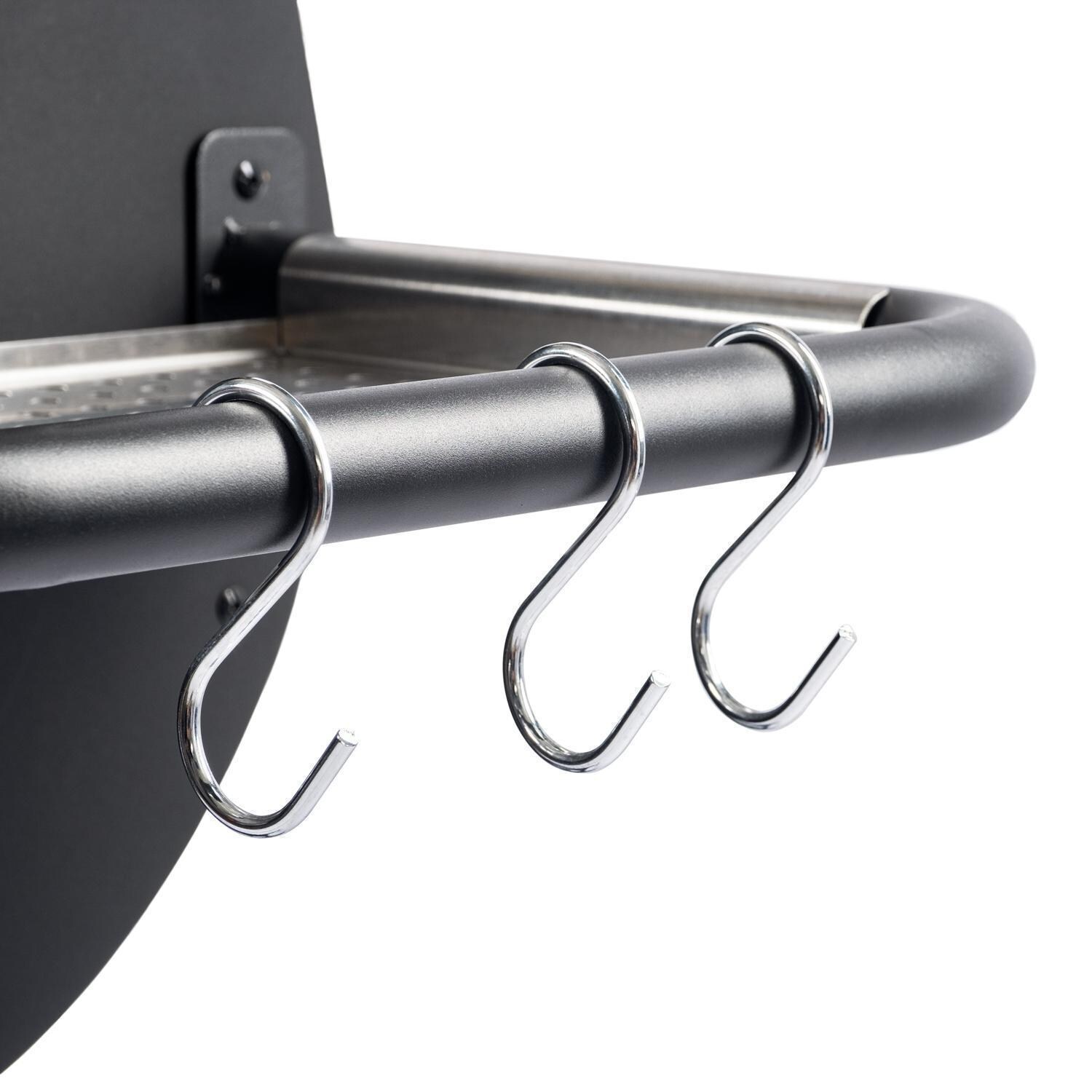 Victory BBQ-PG + BBQ-PG-CVR + BBQ-PLT20-HK + BBQ-PLT20-MQ + BBQ-PLT20-AP 35-Inch Wood Pellet Grill, Cover, & 20 Lb. Hardwood Pellets Ultimate Starter Pack - Tool Hooks Closeup - White Background thumbnail