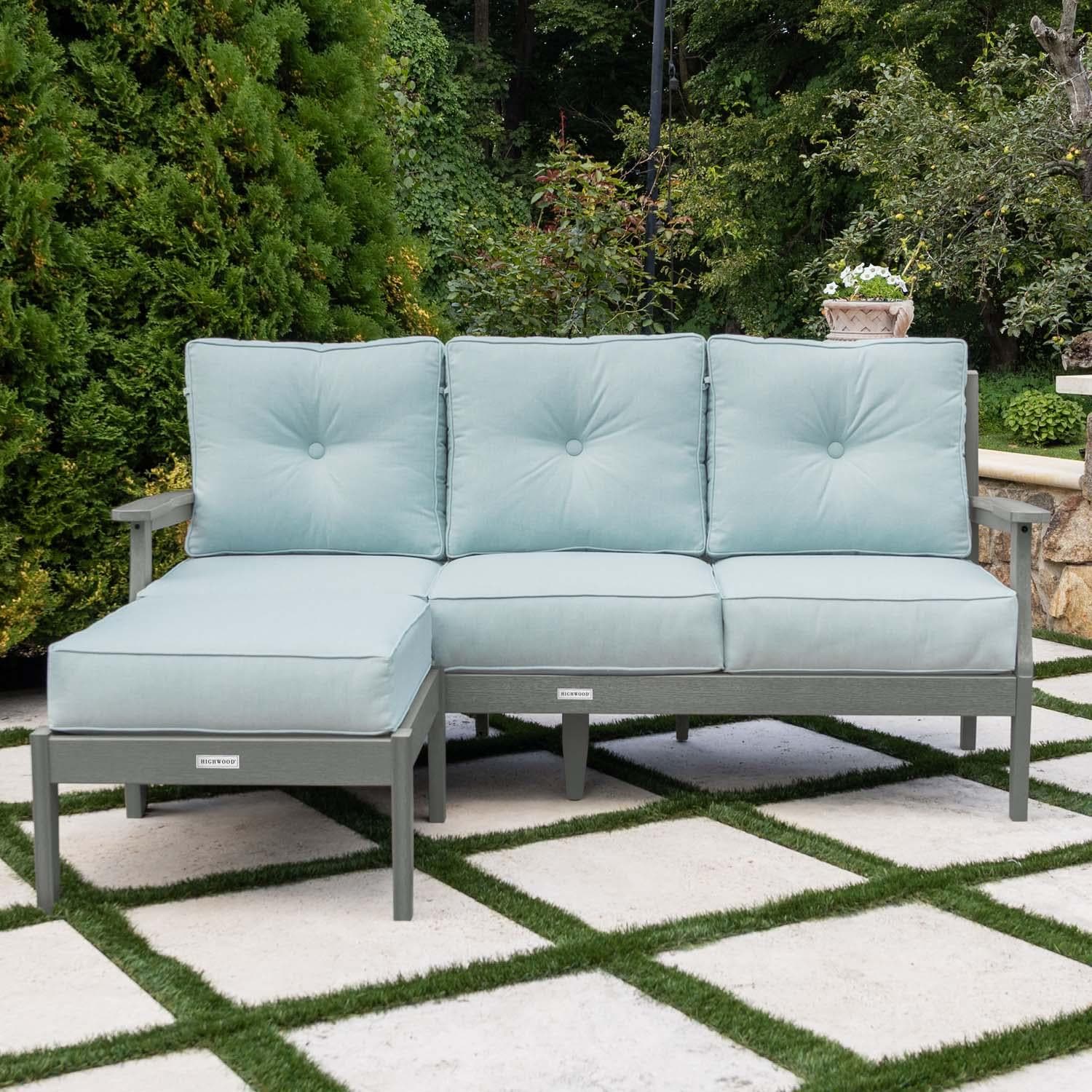 Blushing Bay 2 Pc Recycled Plastic Seating Set in Bliss Dew/Coastal Teak by Lakeview Outdoor Designs