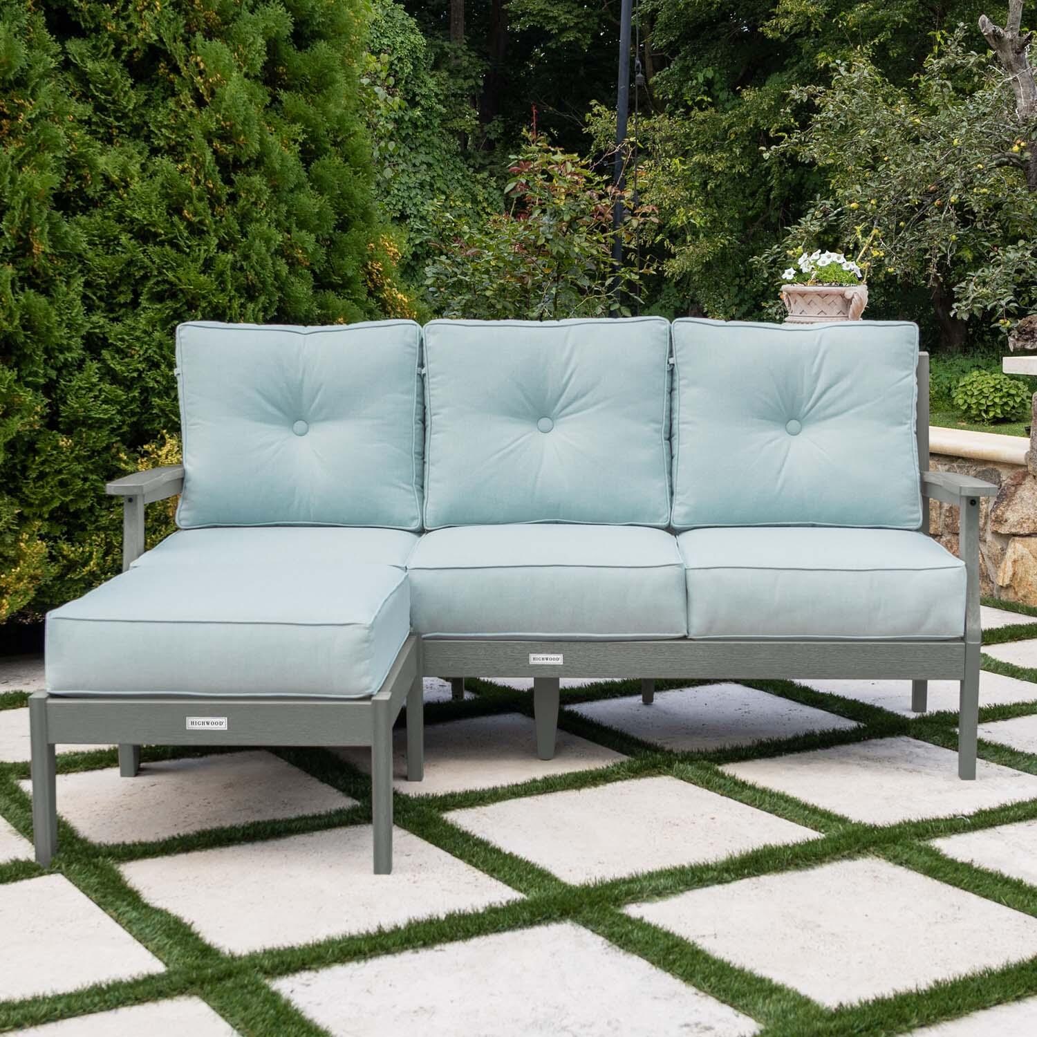 Blushing Bay 2 Pc Recycled Plastic Seating Set in Bliss Dew/Coastal Teak by Lakeview Outdoor Designs - Lifestyle thumbnail