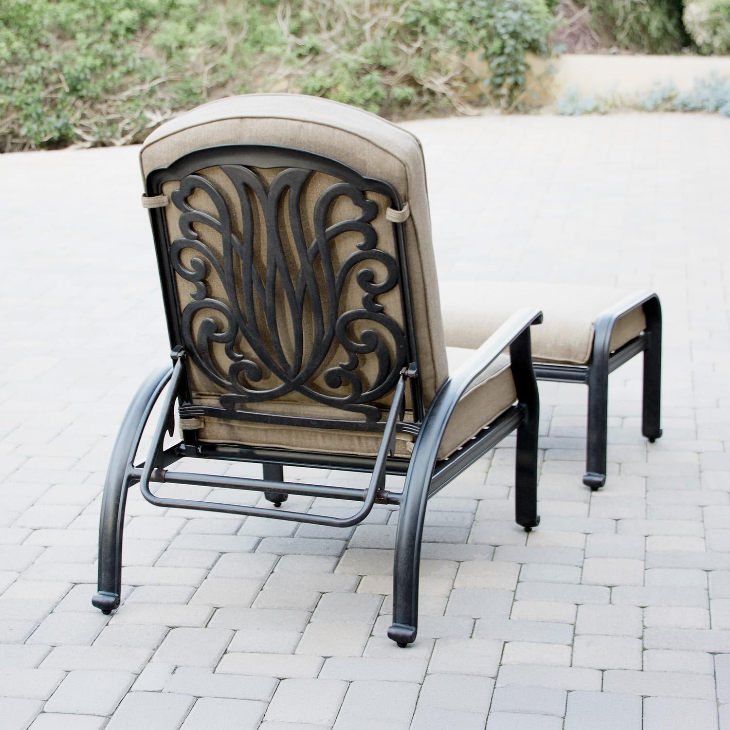Darlee Elisabeth 6-Pc Seating Set w/ 42 X 21-Inch Series 80 Table & Throw Pillows in Antique Bronze/Beige - Back - Lifestyle thumbnail