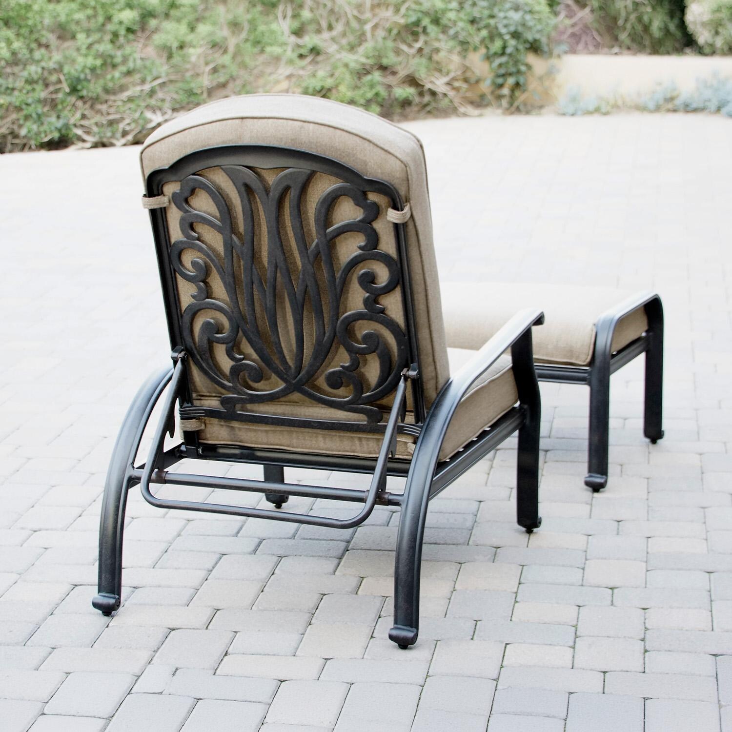 Darlee Elisabeth 6-Pc Seating Set w/ 42 X 21-Inch Series 80 Table & Throw Pillows in Antique Bronze/Beige - Back - Lifestyle thumbnail