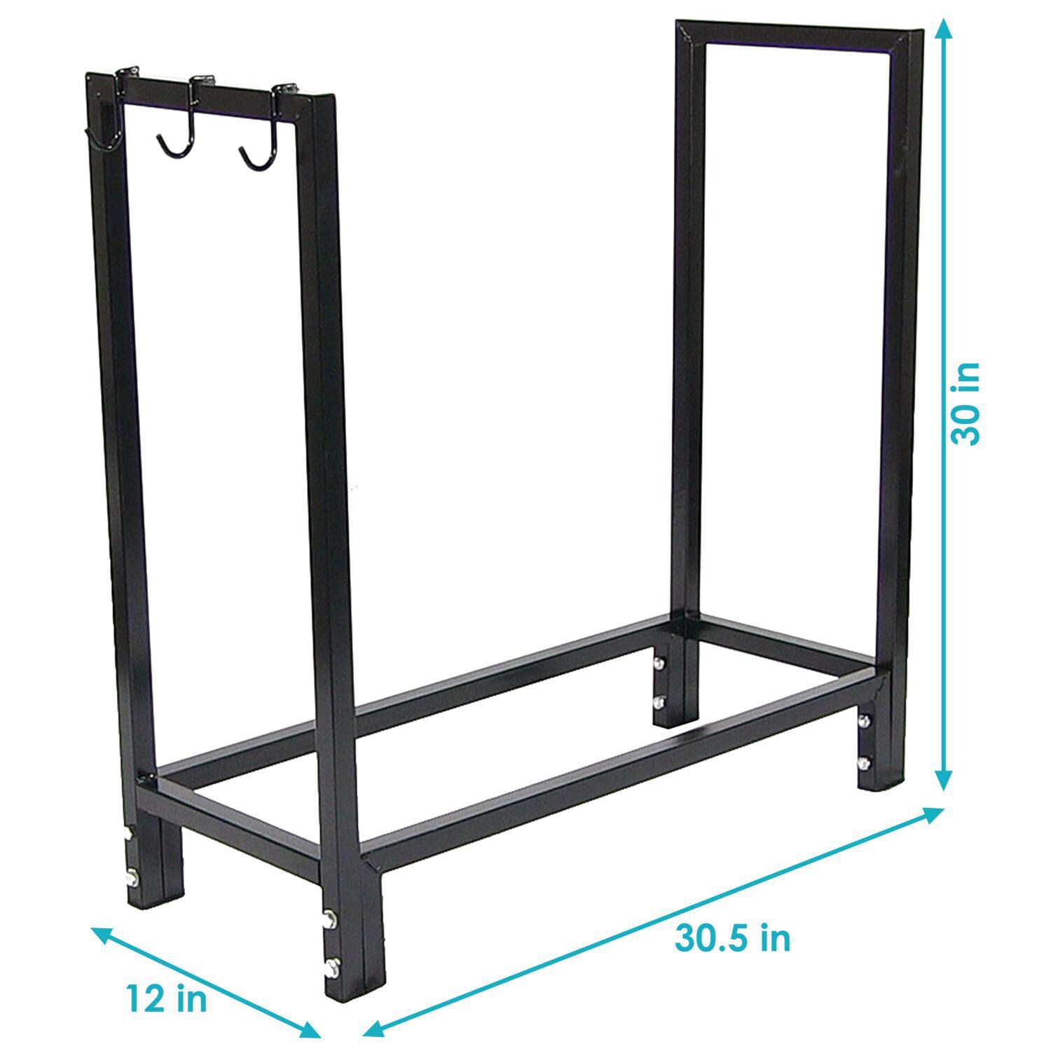 Ultimate Patio SC-QXWR30 Indoor/Outdoor Black Steel Firewood Log Holder - 30-Inch - Dimensions thumbnail