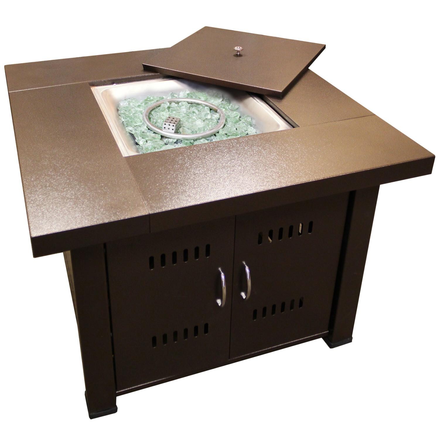 AZ Patio Heaters 38-Inch 40000 BTU Propane Gas Fire Pit - Lid Open thumbnail