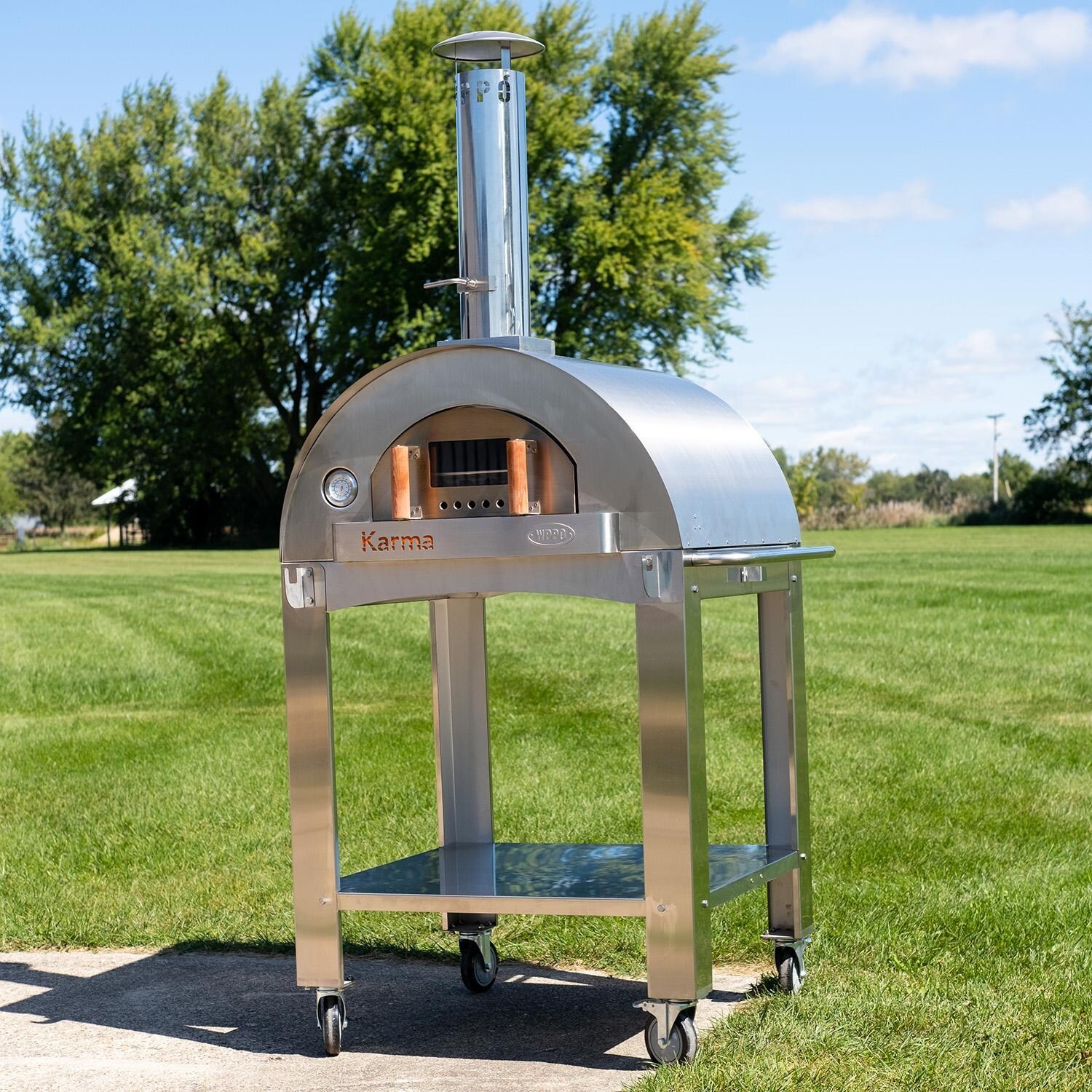WPPO WKK-02S Karma 32-in Wood Fired Pizza Oven w/ Stainless Steel Cart - Lifestyle thumbnail