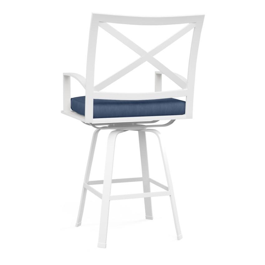 Bristol Aluminum Swivel Counter Stool w/ Self Welt in White/Spectrum Indigo by Sunset West - Back - White Background thumbnail