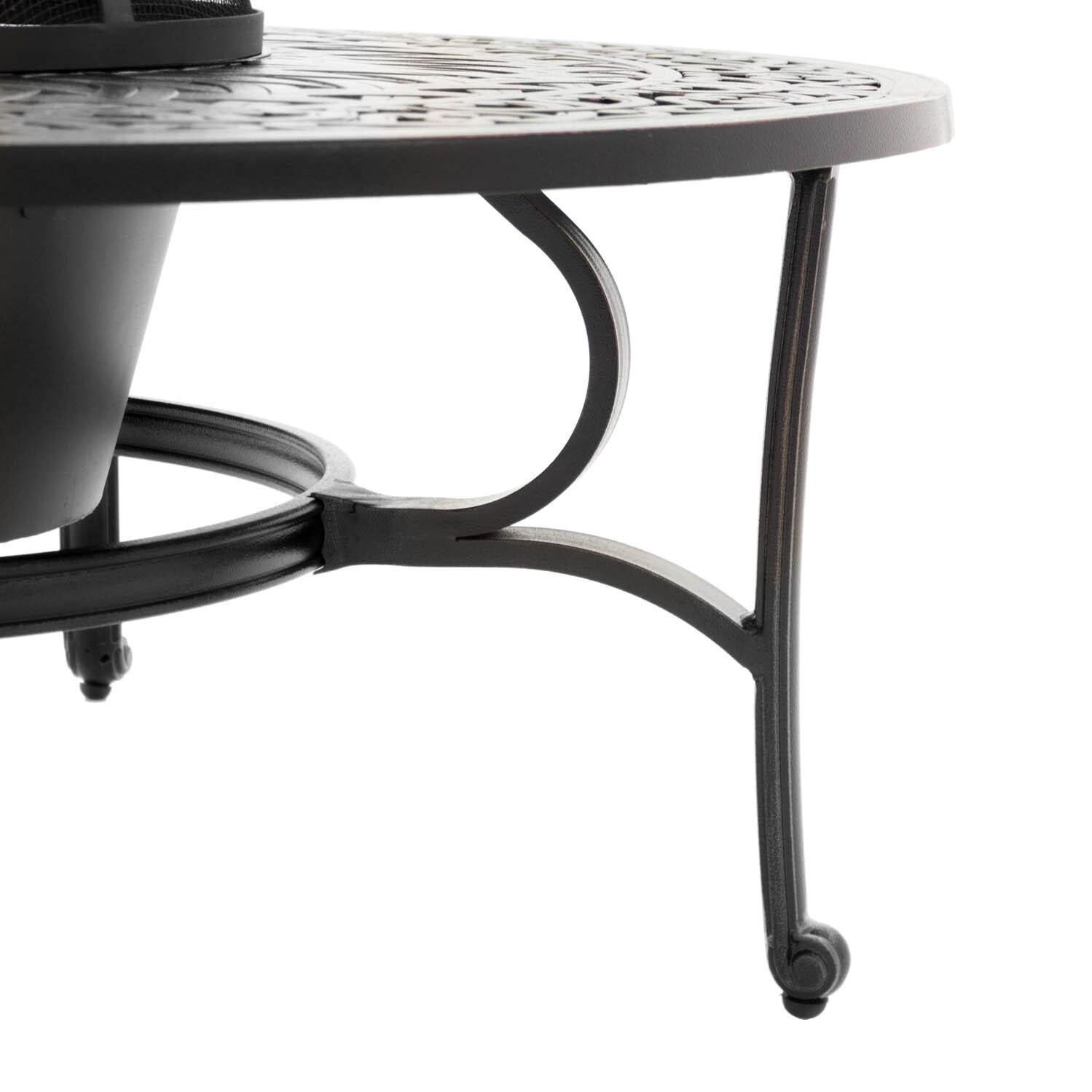 Villa Flora 48-Inch Round Cast Aluminum Wood Burning Fire Pit - Leg Detail thumbnail