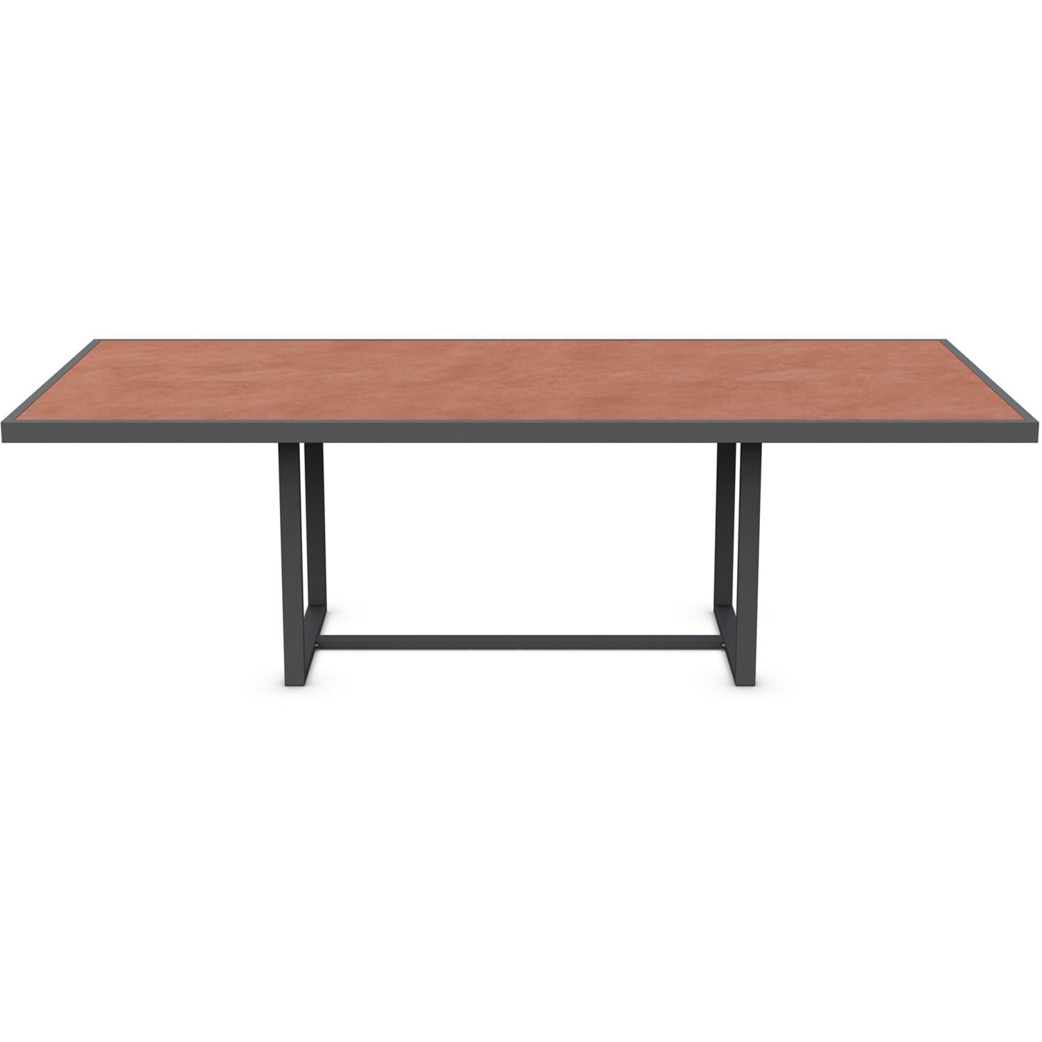 Azzurro Living Pavia 96 Inch Charcoal Aluminum Dining Table W/ Umber Dekton Top - Front - White Background thumbnail