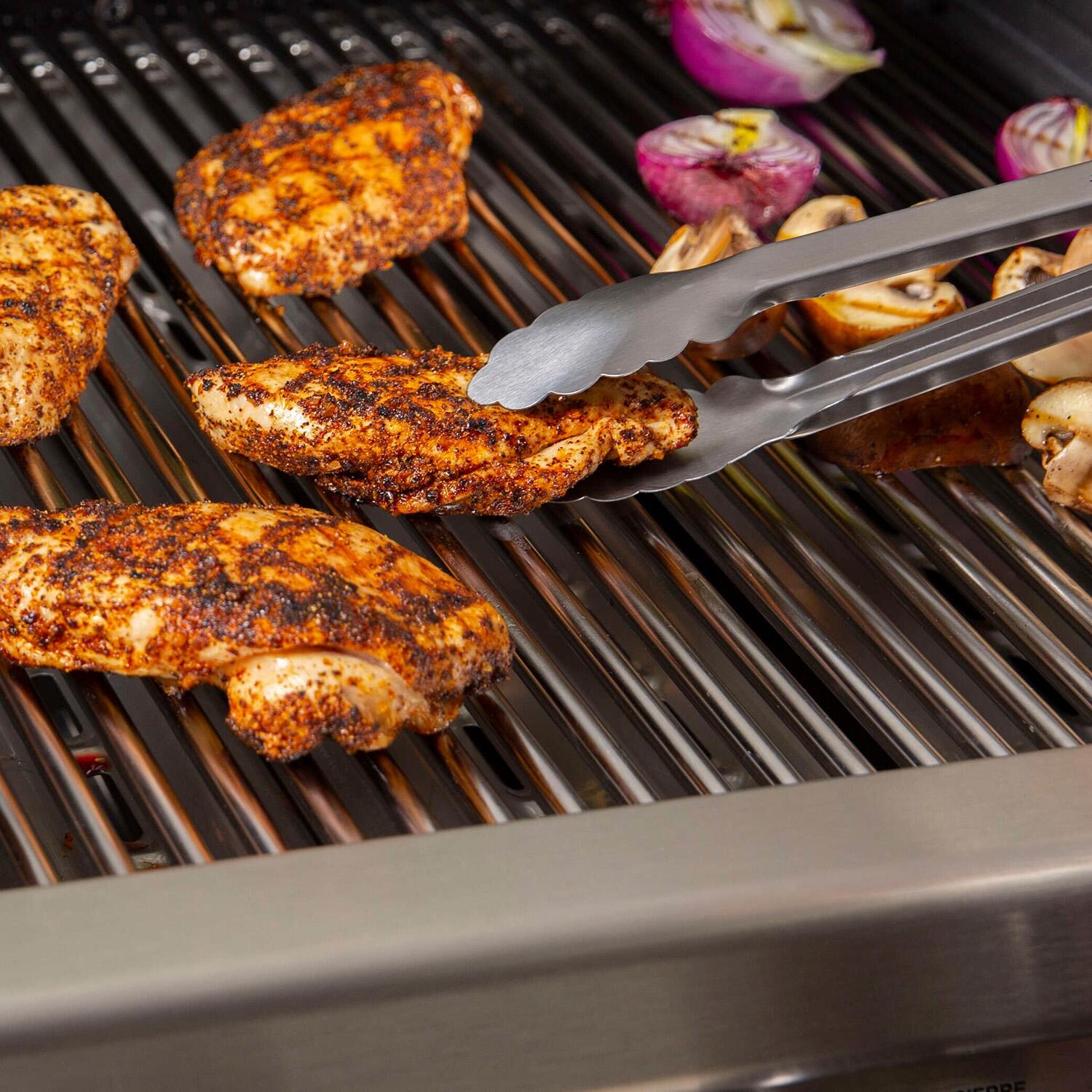 GrillPro Stainless Steel 15-in BBQ Tongs - 40259 - Chicken - Lifestyle thumbnail