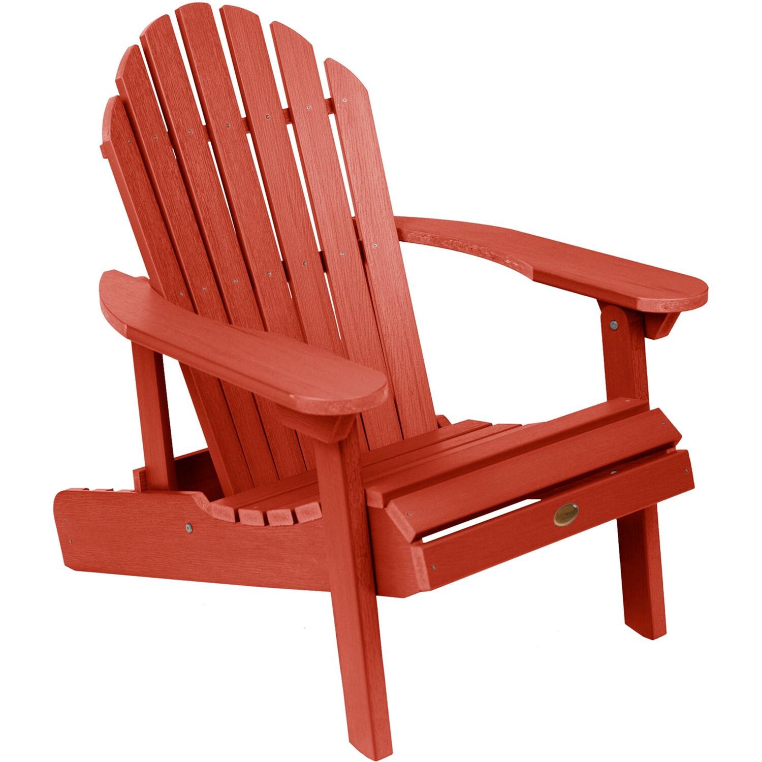Lakeview Dream Bay Folding & Reclining Adirondack Chair - Rustic Red - Angled View - White Background thumbnail