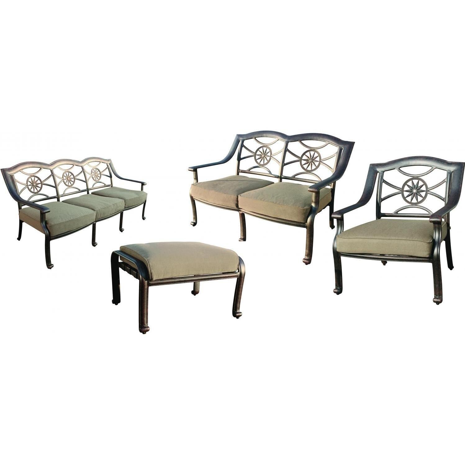 Darlee Ten Star 6-Person Patio Conversation Set - Antique Bronze thumbnail