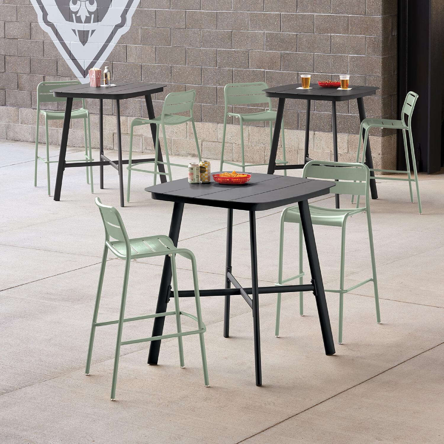 Oxford Garden Kapri Aluminum Bar Stool in Sage - Patio thumbnail