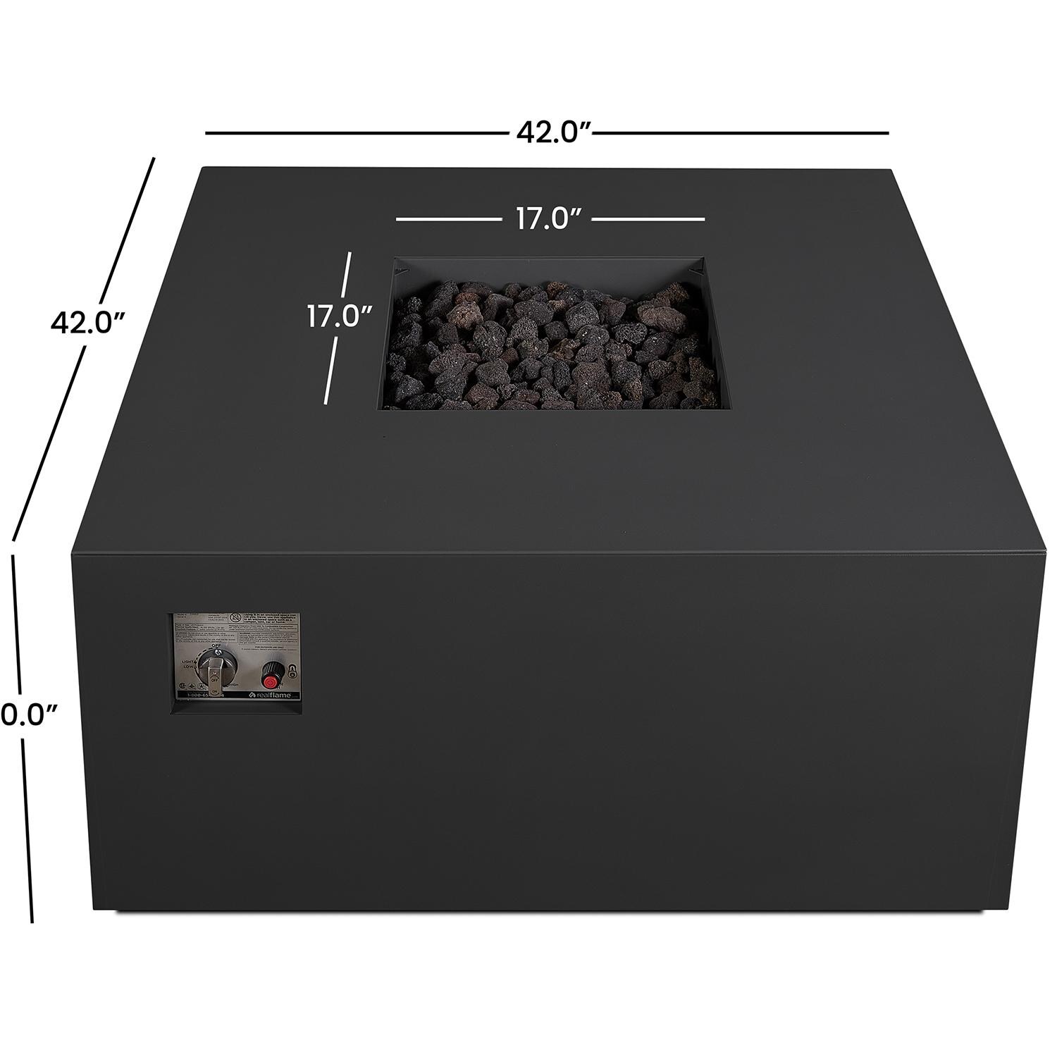 Lakeview Outdoor Designs SC2040LP-CHRC Lakeview Outdoor Designs Covewood 42-inch Square Propane Fire Table - Charcoal - Dimensions thumbnail