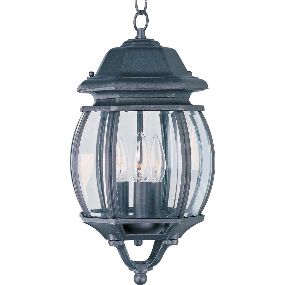 Maxim Crown Hill Three Light 19-Inch Outdoor Hanging Lantern - Black - 1036BK
