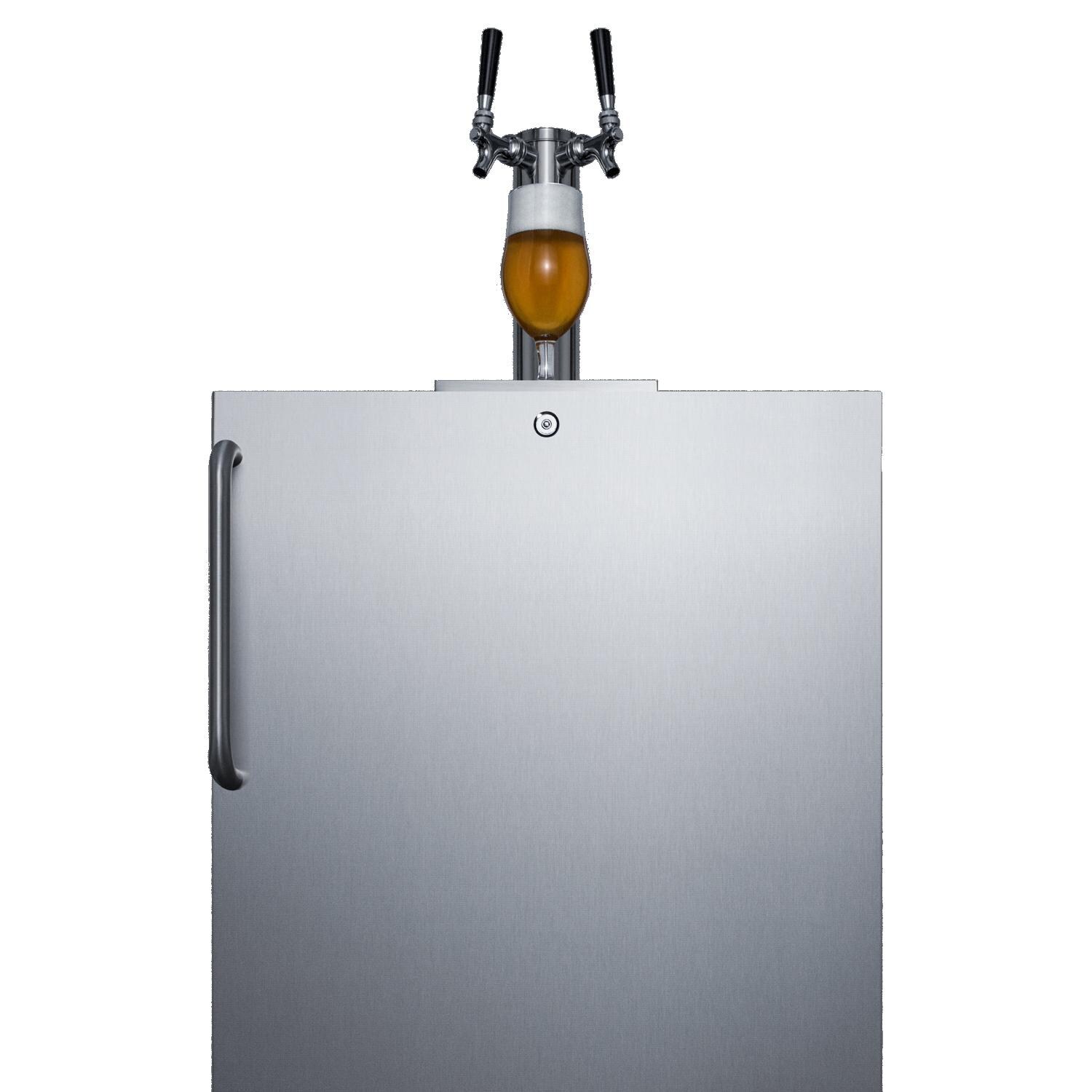 Summit SBC58BSSBIOSADA ADA Compliant Outdoor Rated Double Tap Beer Dispenser / Kegerator - Tap w/ Drink thumbnail