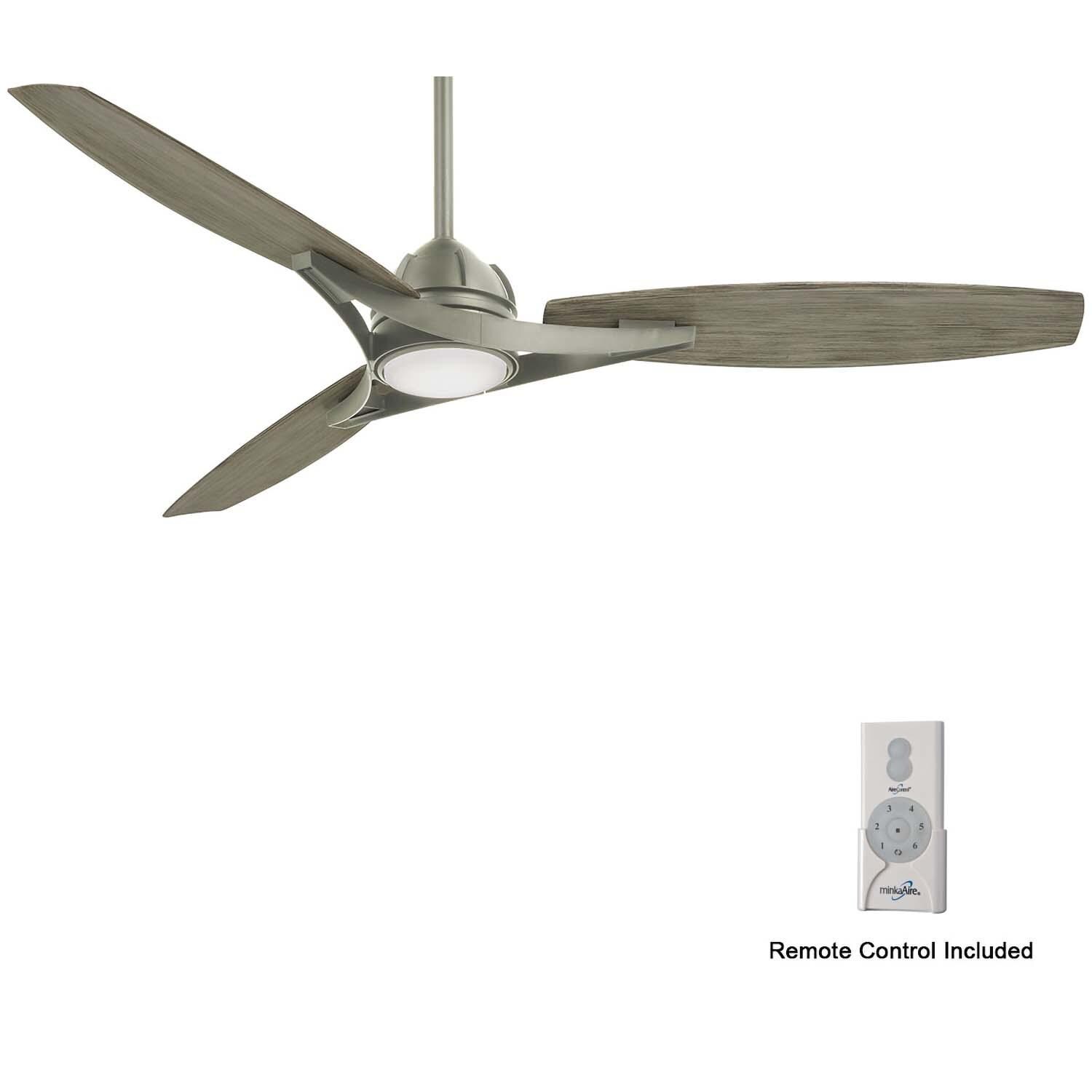 Minka-Aire F742L-BNK Molino 65-Inch 3-Blade LED Smart Ceiling Fan in Burnished Nickel Finish w/ Seashore Grey Blades & Etched White Glass - Remote Included thumbnail