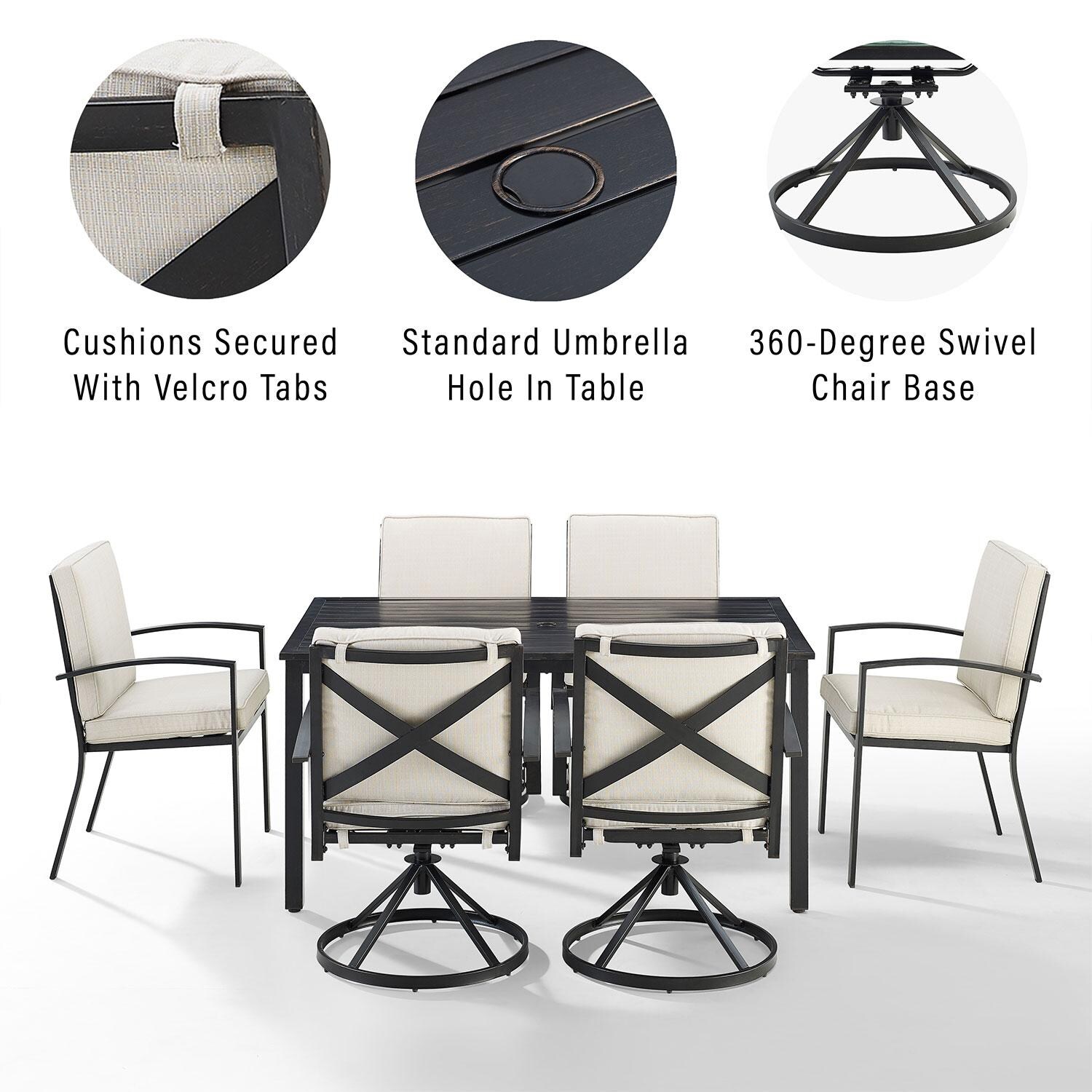 Ultimate Patio UP-82257BZ-OL 7Pc Outdoor Dining Set in Oatmeal - Features - Diagram thumbnail