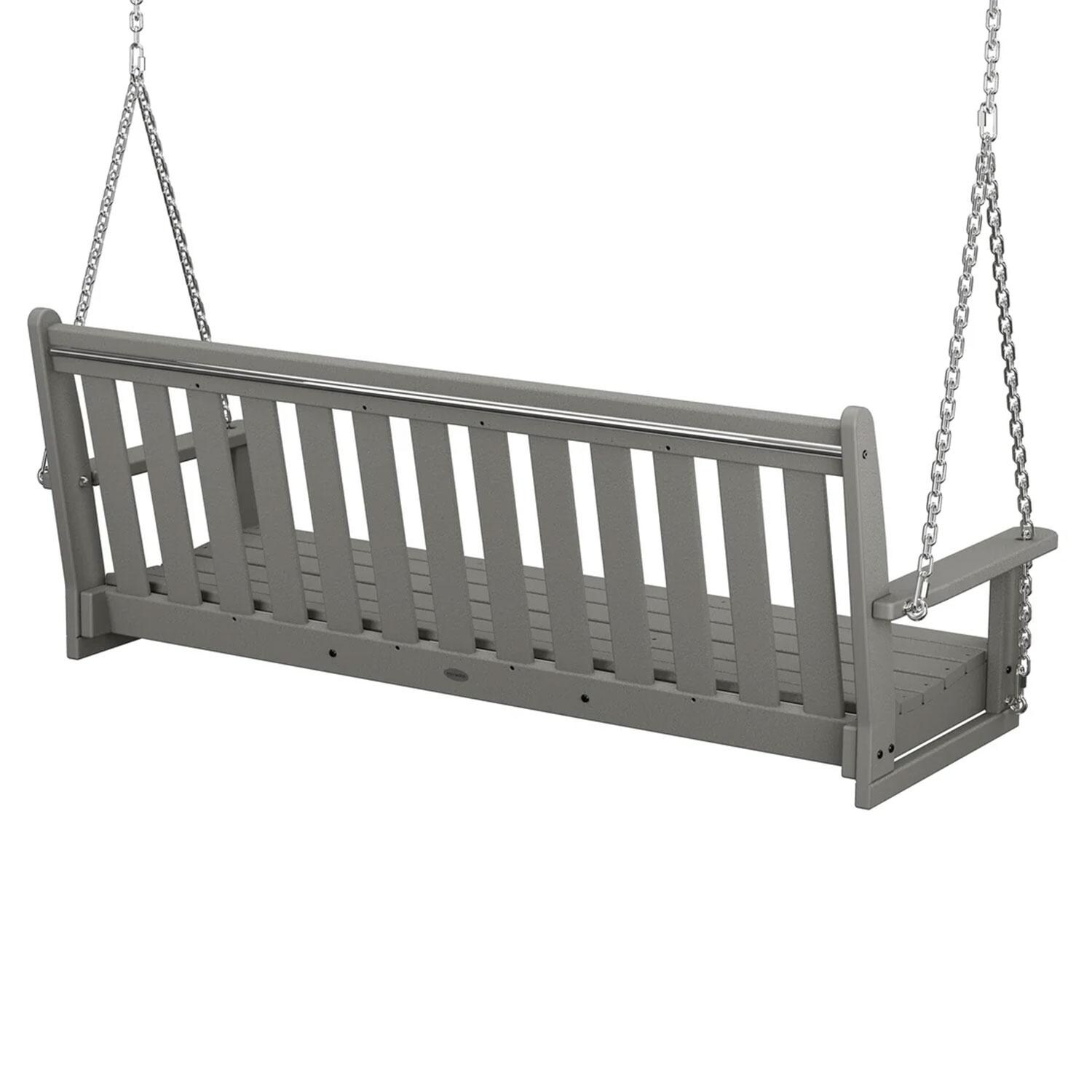 POLYWOOD Vineyard 60-Inch Porch Swing - Slate Grey - Rear View - White Background thumbnail
