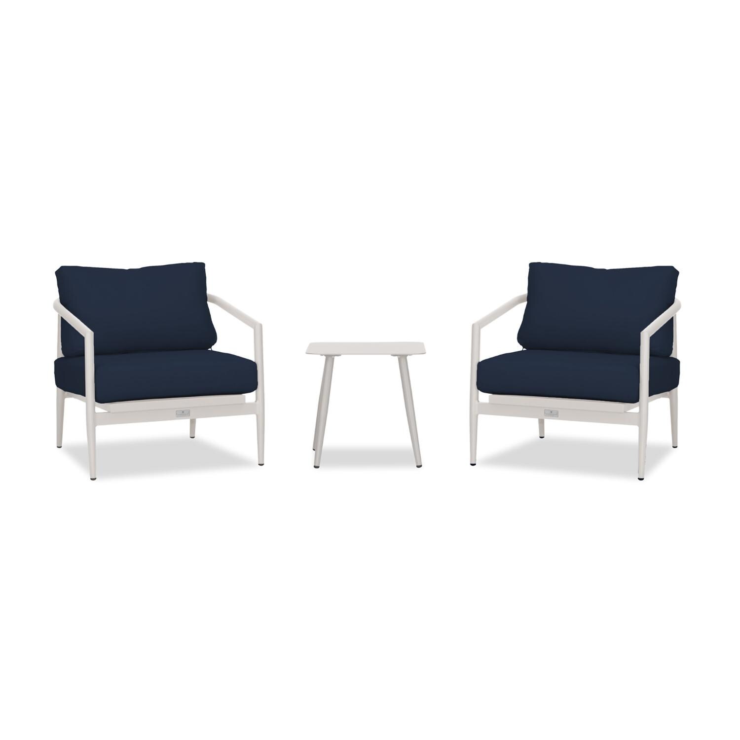 Lakeview Midnight Cove 3 Pc Aluminum Club Chair Seating Set in Urban Stone/Carrera/Spectrum Indigo - Front - White Background thumbnail