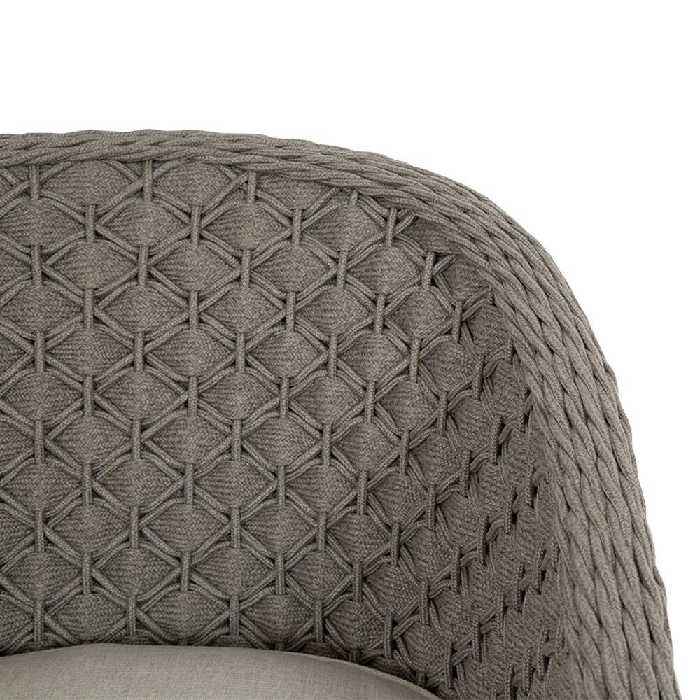 Sunset West - 4501-1-57005 - Marbella Rope & Aluminum Patio Dining Chair W/ Sunbrella Echo Ash Cushion - Back Detail thumbnail