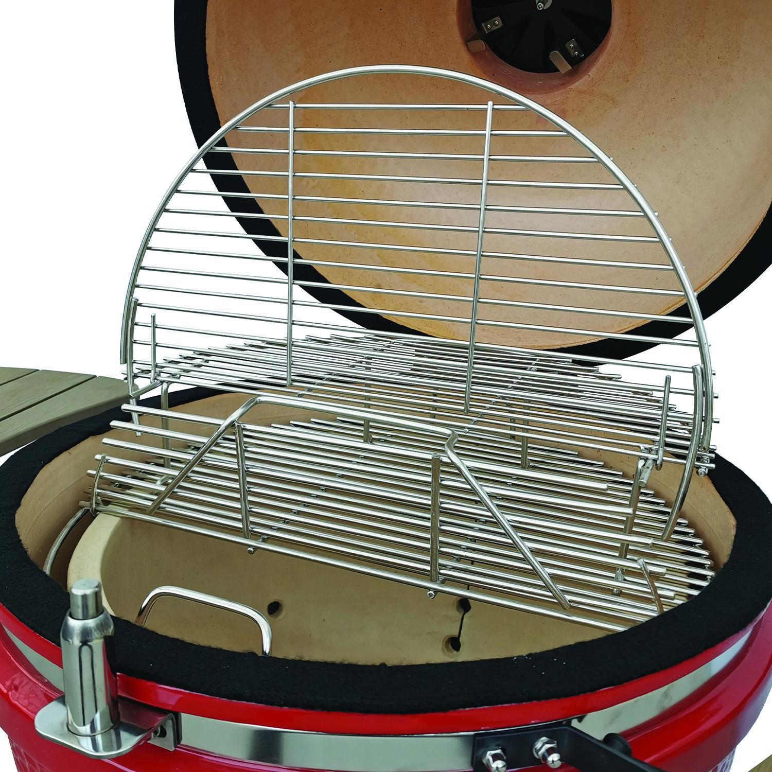 Vision C-R4C1F1-H Professional C-Series Ceramic Kamado Grill - Red - Dual Grates thumbnail