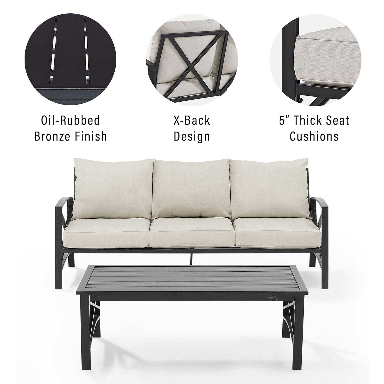 Ultimate Patio UP-82262BZ-OL 2Pc Outdoor Sofa Patio Furniture Set in Oatmeal - Features - Diagram thumbnail