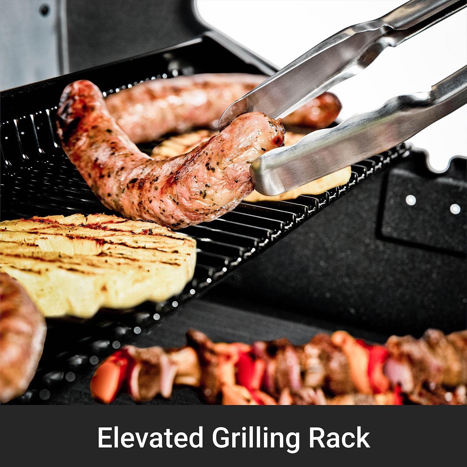Broil King 864057 Crown 310 Shadow 3 Burner Natural Gas Grill - Black - Grilling Food on Elevated Food Rack - Lifestyle thumbnail