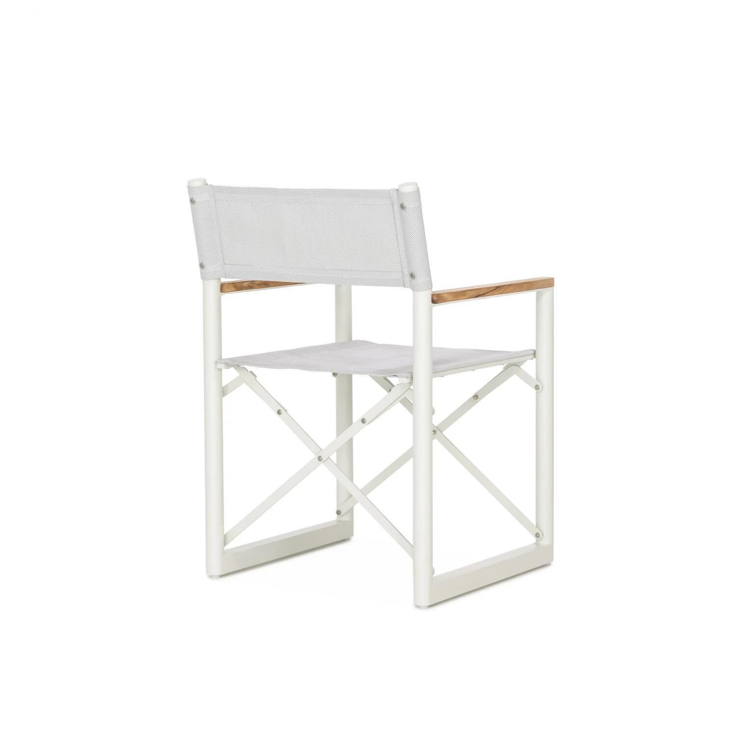 Teak + Table Barbados Director Chair in White - Angled Back - White Background thumbnail