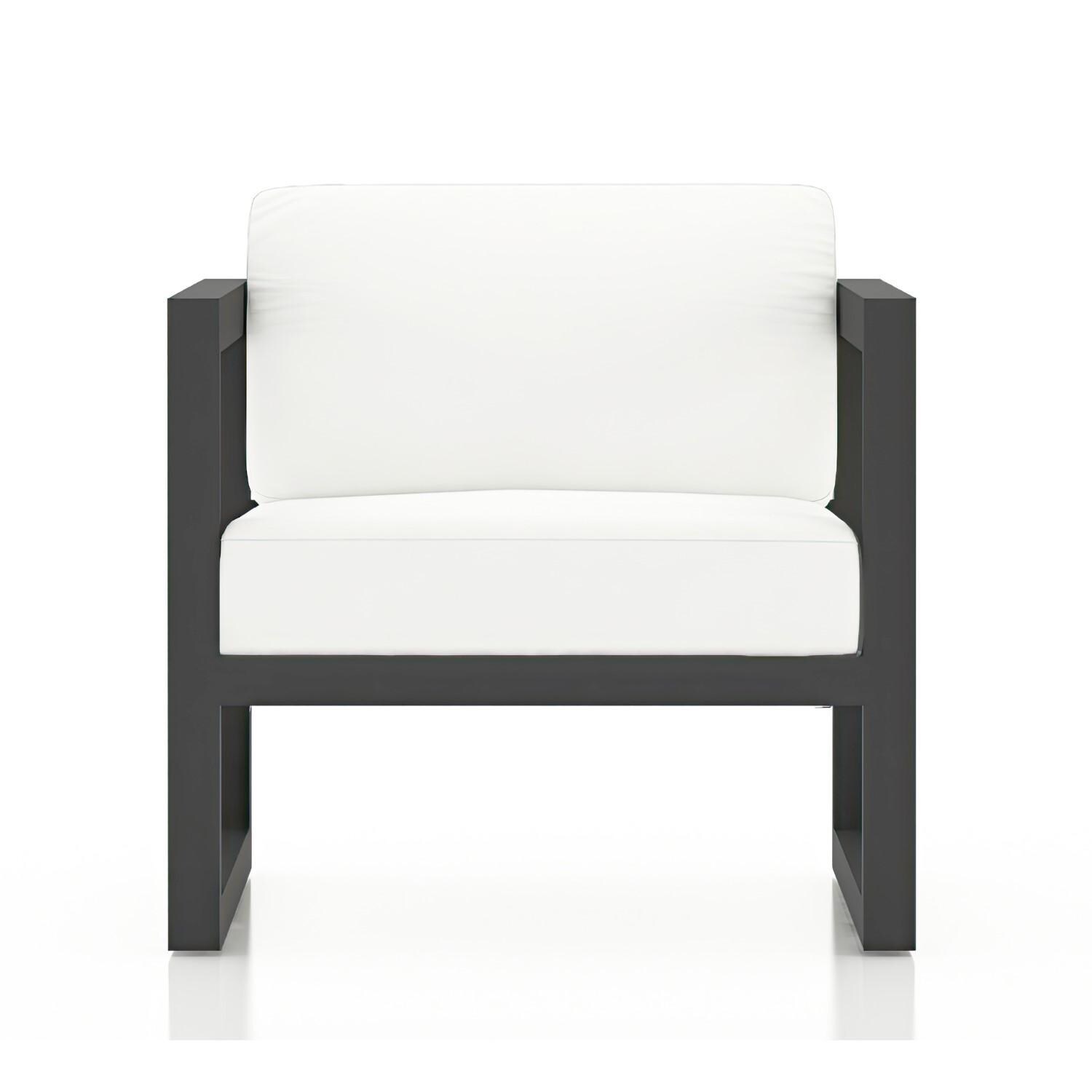 Lakeview MSTYCV-SL-SET212-CN Misty Cove 7 Pc Aluminum Sectional Set in Slate w/Chat Table & Canvas Natural Cushions by Lakeview Outdoor Designs - Club Chair - White Background thumbnail