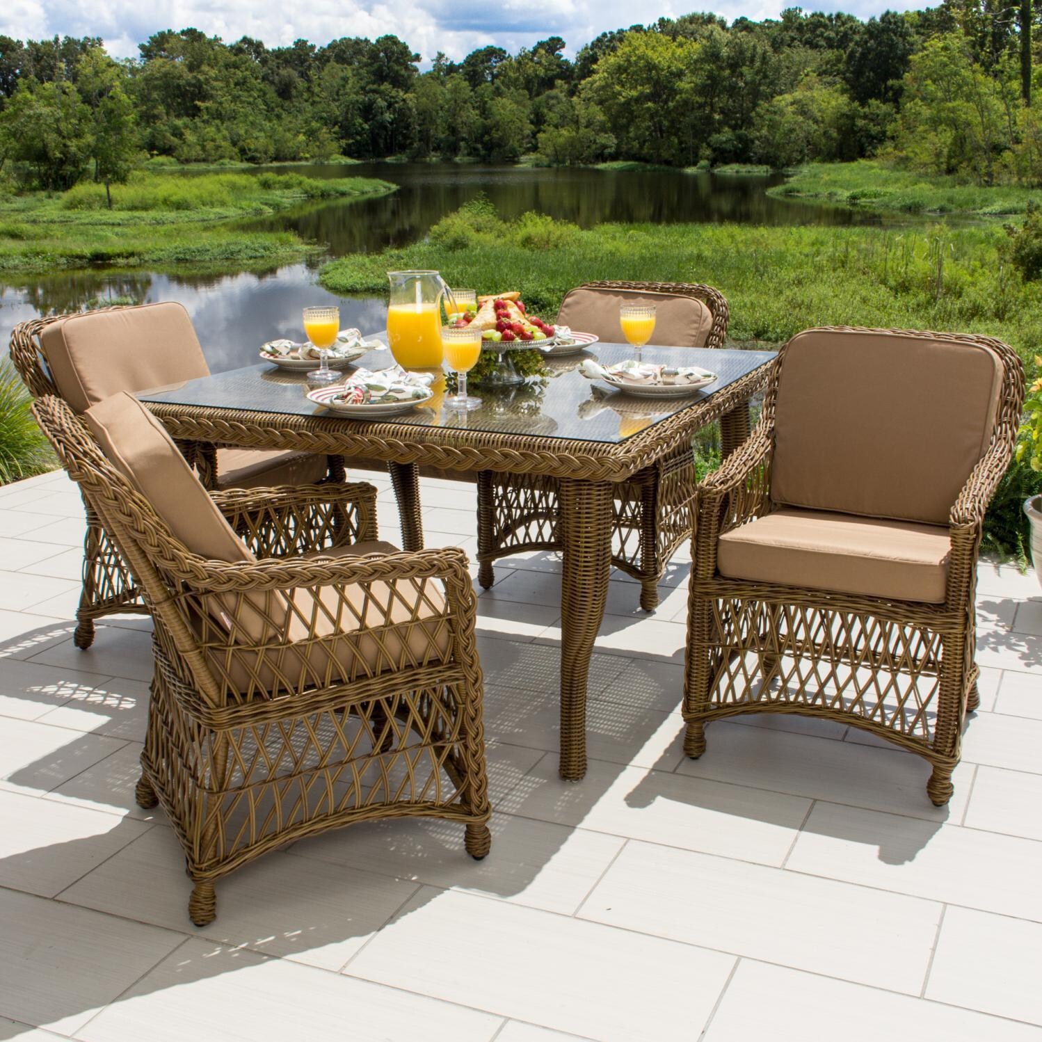 Everglades 5 Piece Honey Resin Wicker Patio Dining Set By Lakeview Everglades 5 Piece Honey Resin Wicker Patio Dining Set By Lakeview Outdoor Designs