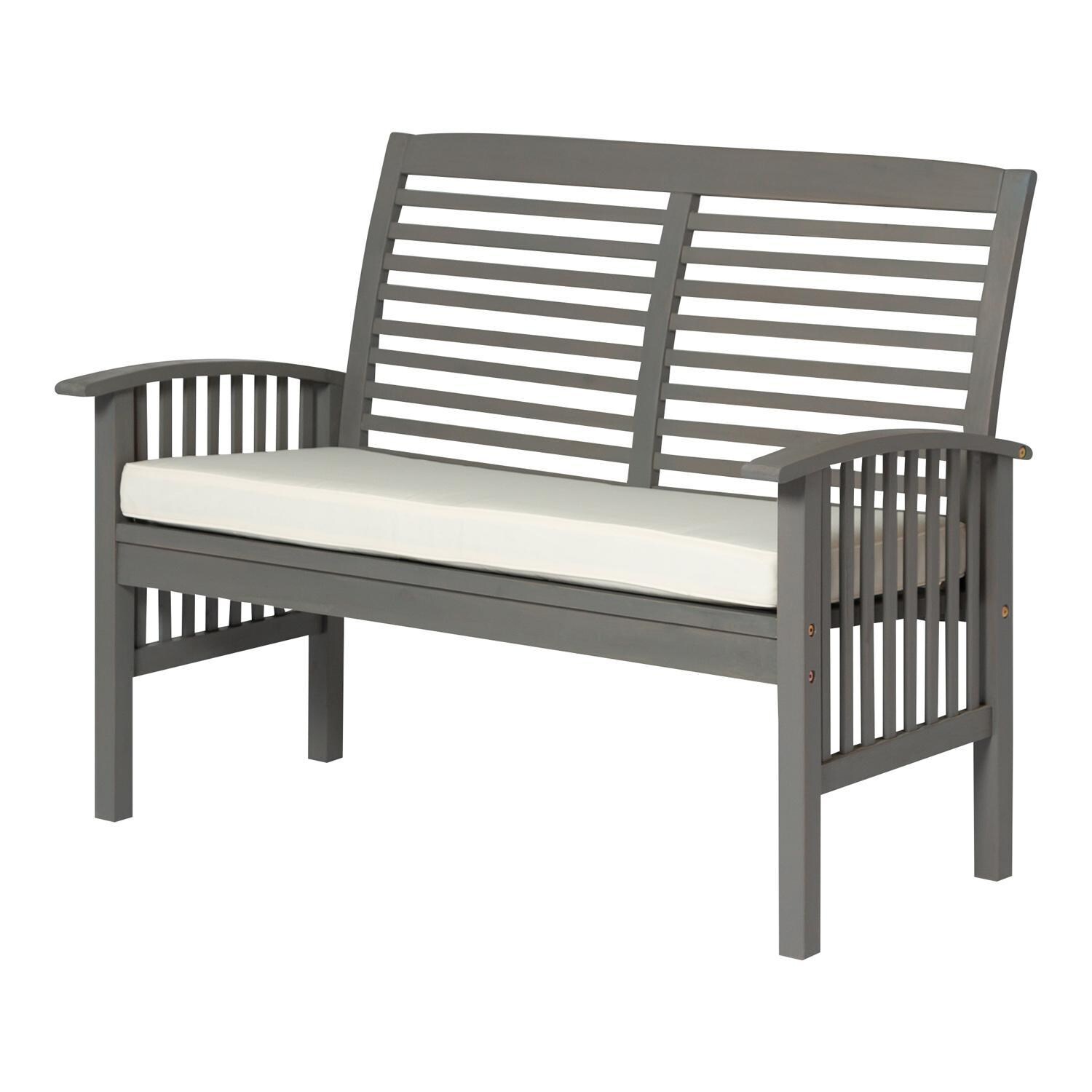 Ultimate Patio Horizon Way Acacia Patio Loveseat W/ Off-White Cushion - Gray Wash - Right Side Angled View thumbnail
