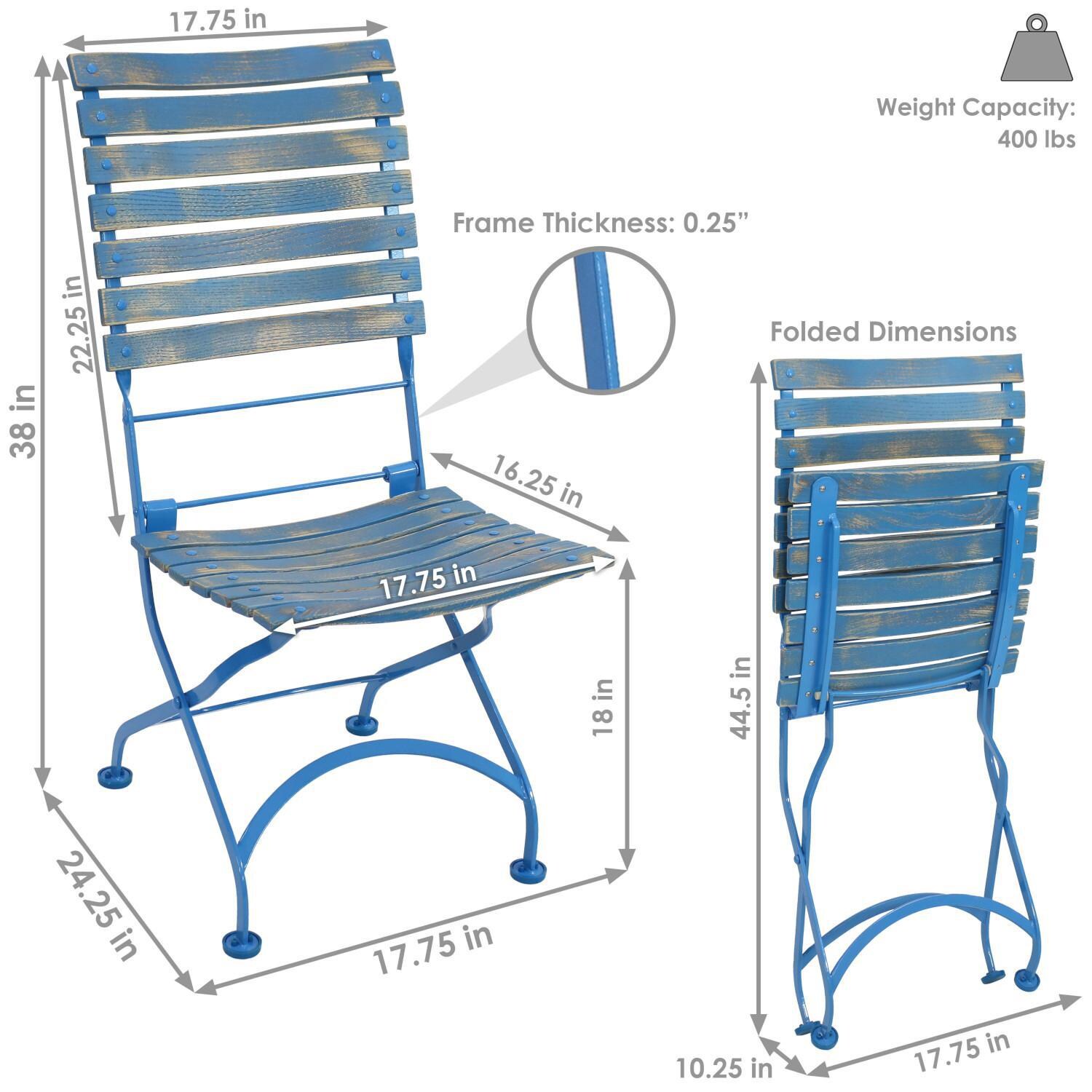 Ultimate Patio Chestnut Wooden Folding Chair - Dimensions thumbnail