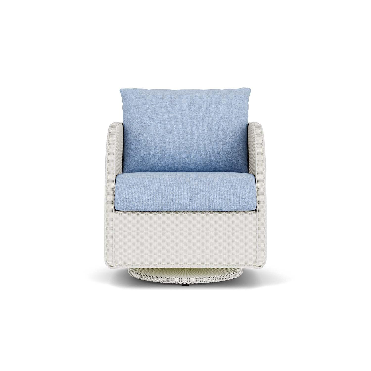 Lloyd Flanders Essence Swivel Glider Lounge Chair W/Demo Skyway Fabric - Matte White Finish thumbnail
