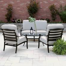 Du Monde 4 Piece Cast Aluminum Patio Conversation Set W/ Sunbrella Cast Silver Cushions By Lakeview Outdoor Designs image