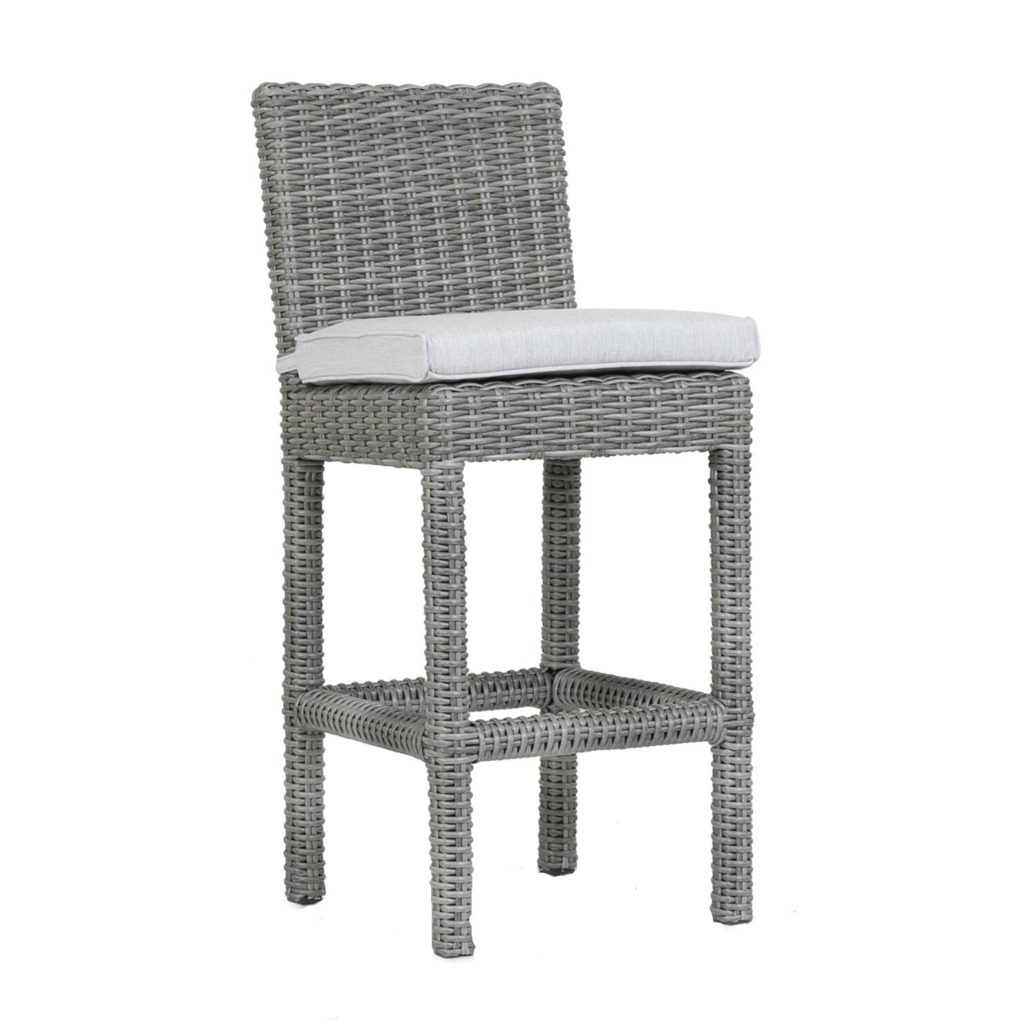 Emerald II Wicker Patio Counter Height Bar Stool w/ Sunbrella Canvas Granite Cushion By Sunset West